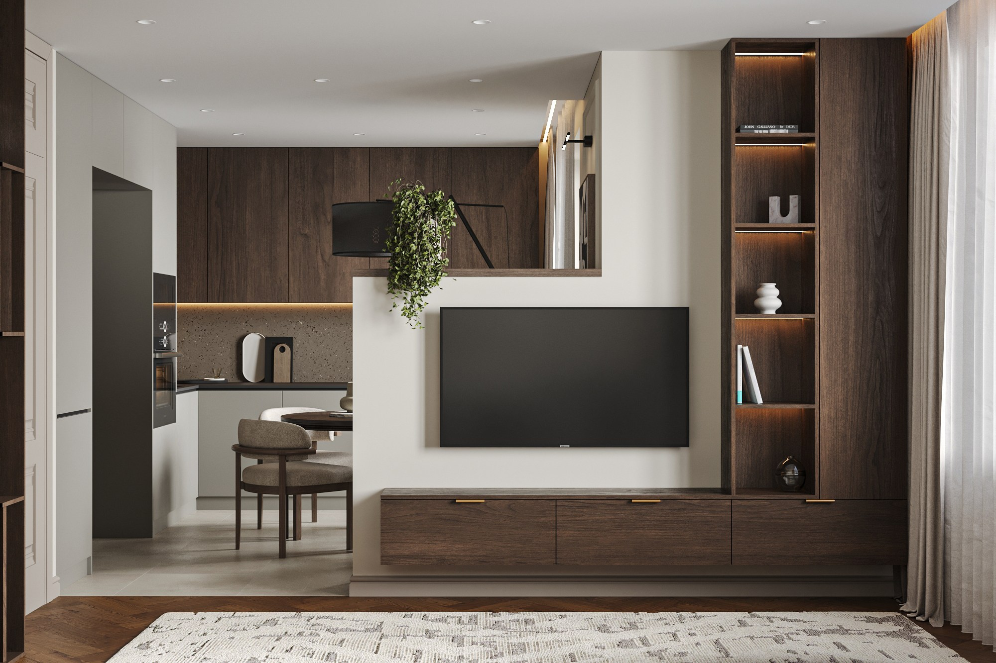 Кухня-гостиная г. Черноголовка. 3D визуализация интерьера Надежда Соколова