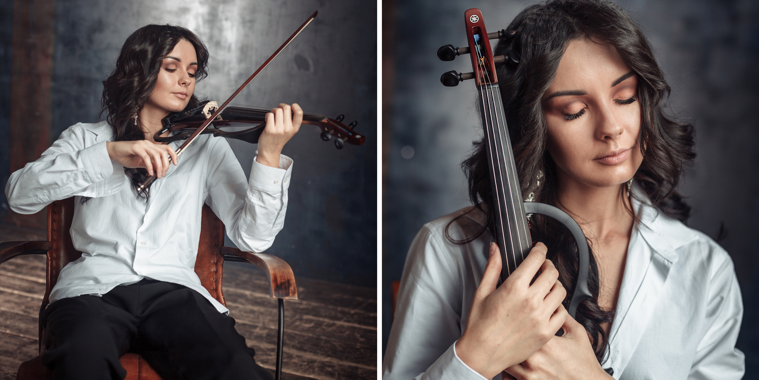 Фотосессия скрипачки со срипой в фотостудии Мосва. Свадебный фотограф Дмитрий Гладков