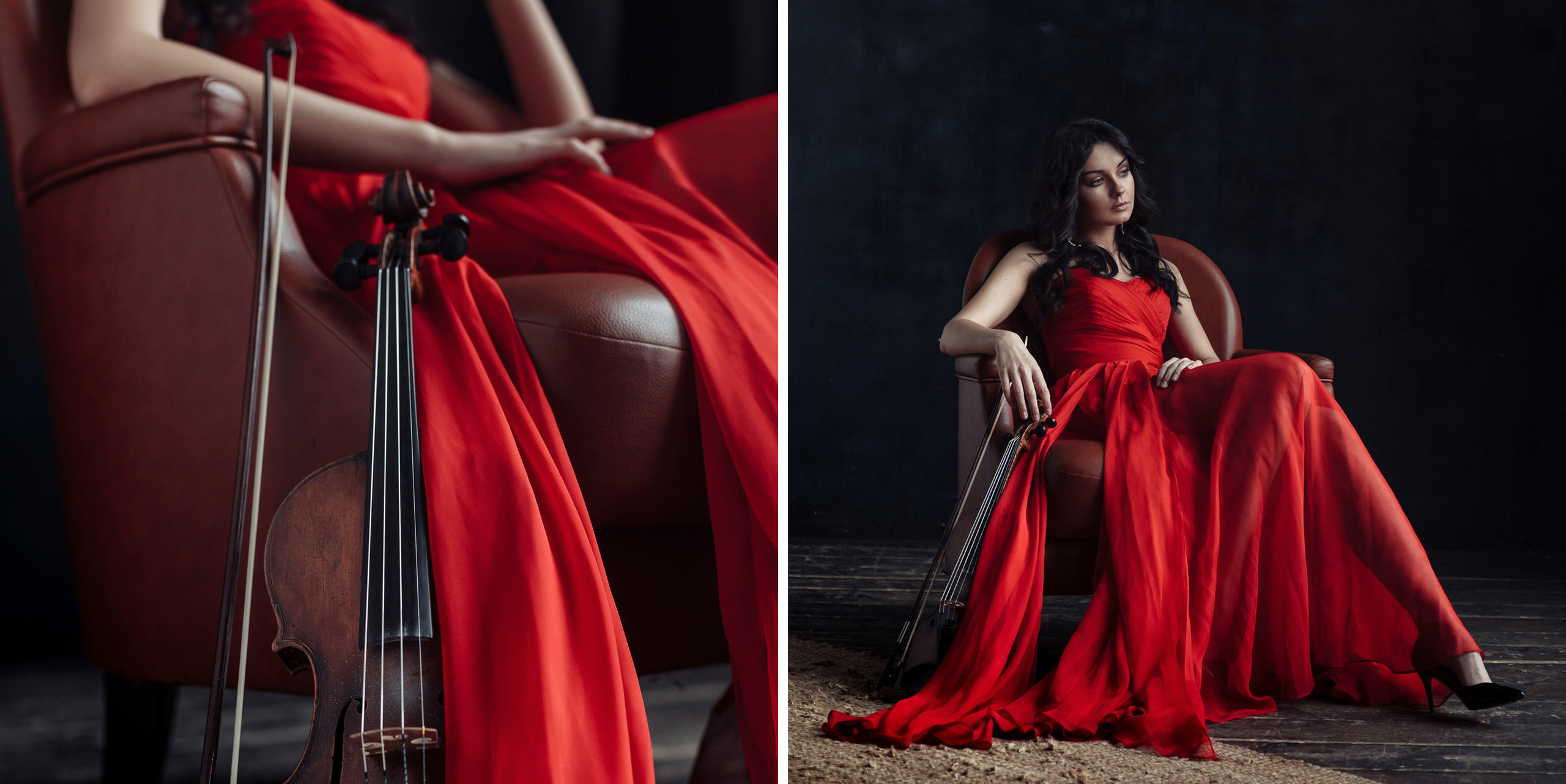 Фотосессия скрипачки со срипой в фотостудии Мосва. Свадебный фотограф Дмитрий Гладков