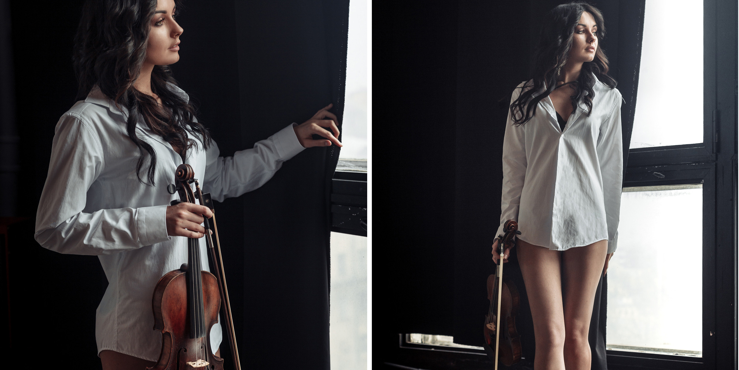 Фотосессия скрипачки со срипой в фотостудии Мосва. Свадебный фотограф Дмитрий Гладков