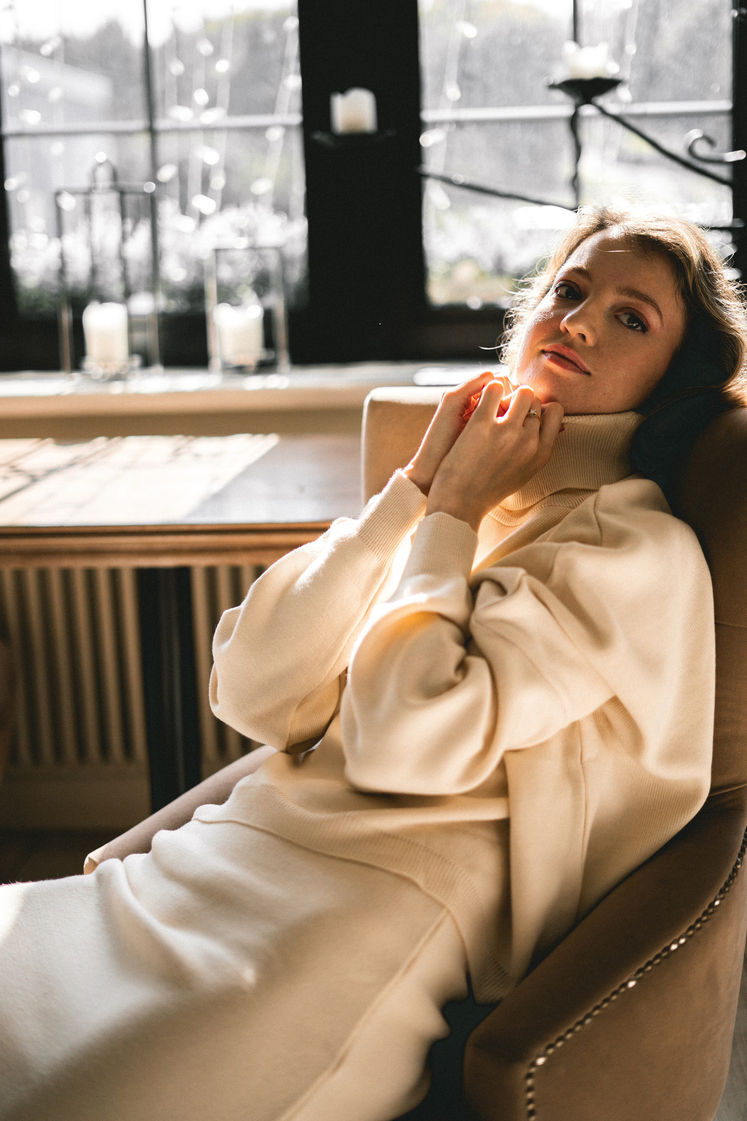 beautiful girl in a white dress