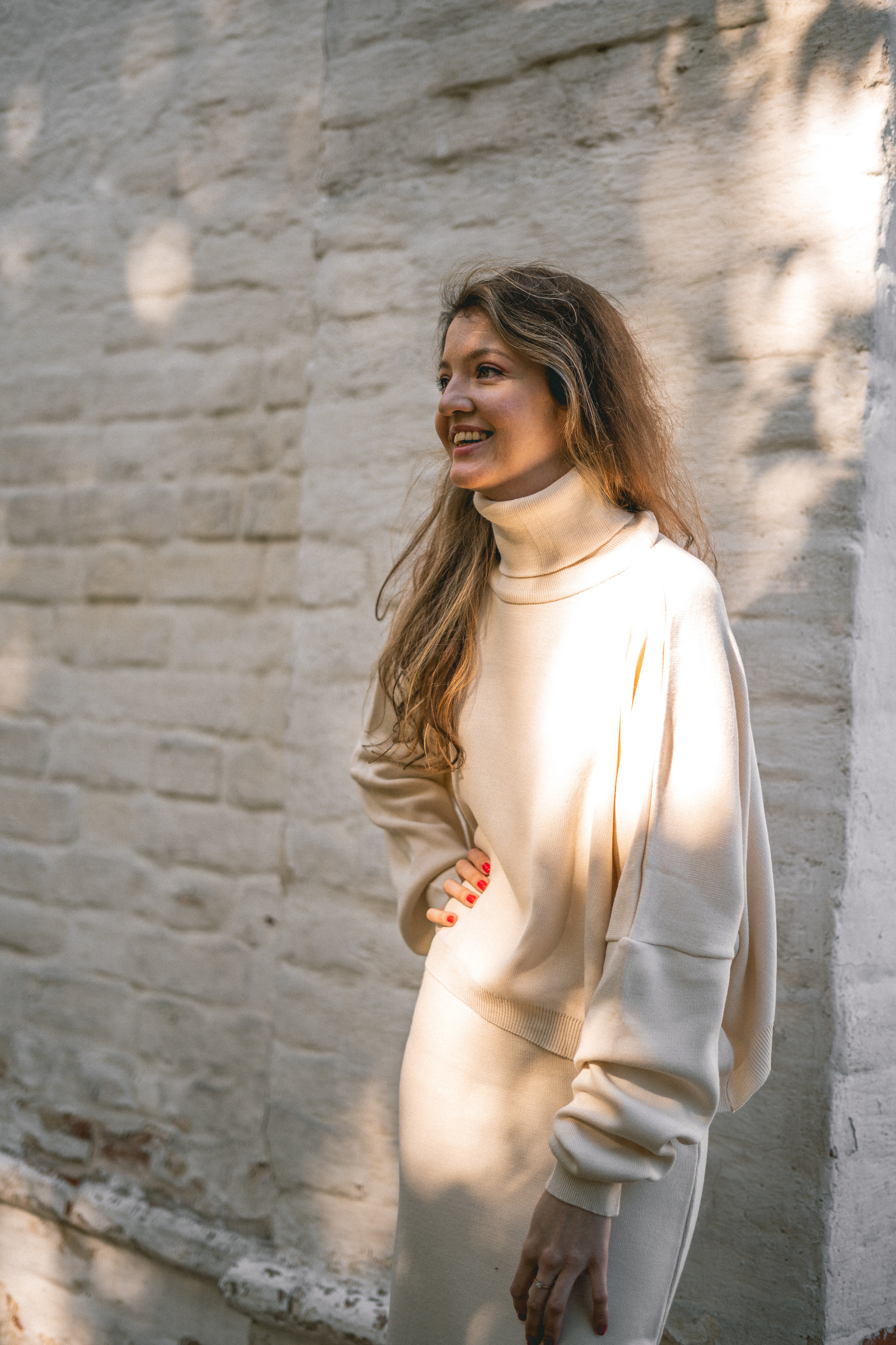 beautiful girl in white smiling