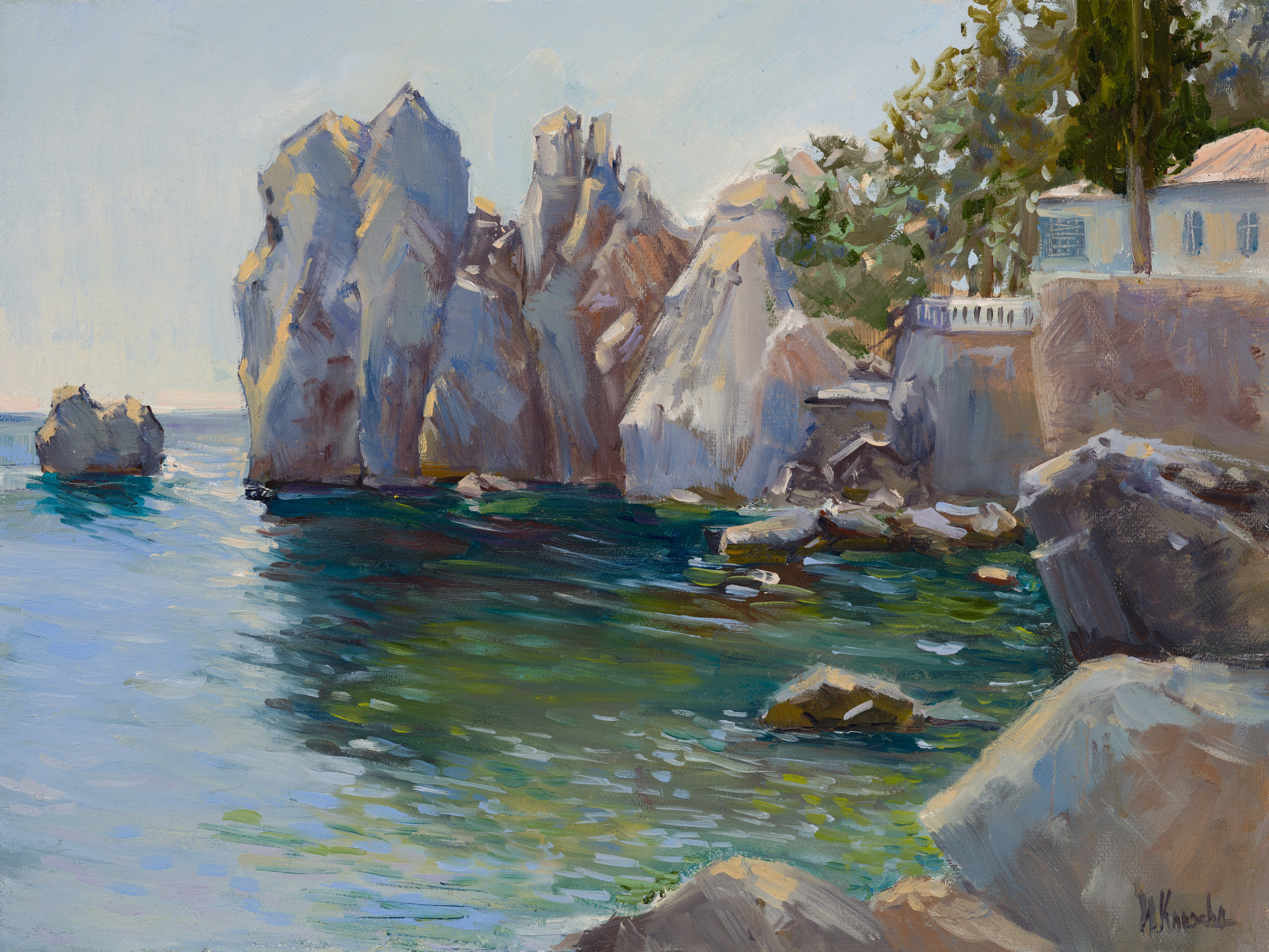 «Солнечная бухта» - худолжник Ирина Клюева (холст, масло, 30x40 см, 2024)