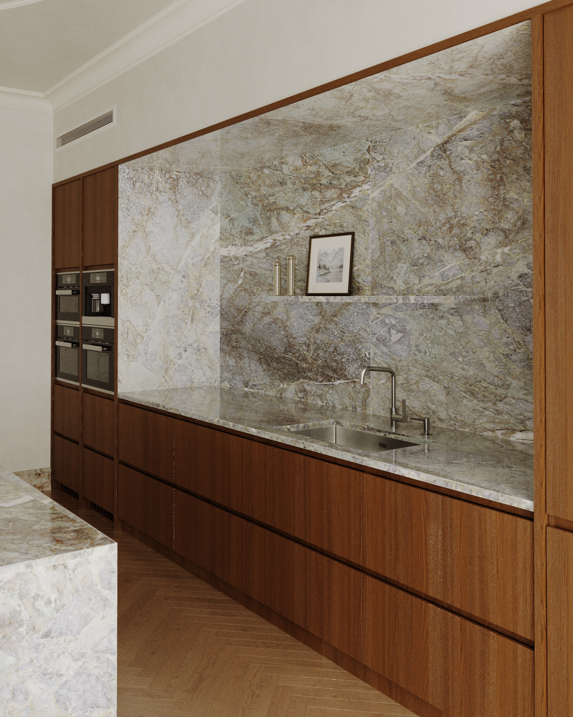 Квартира для семейной пары из Санкт-Петербурга. 3D визуализация дизайна интерьера. 3D interior design visualizer