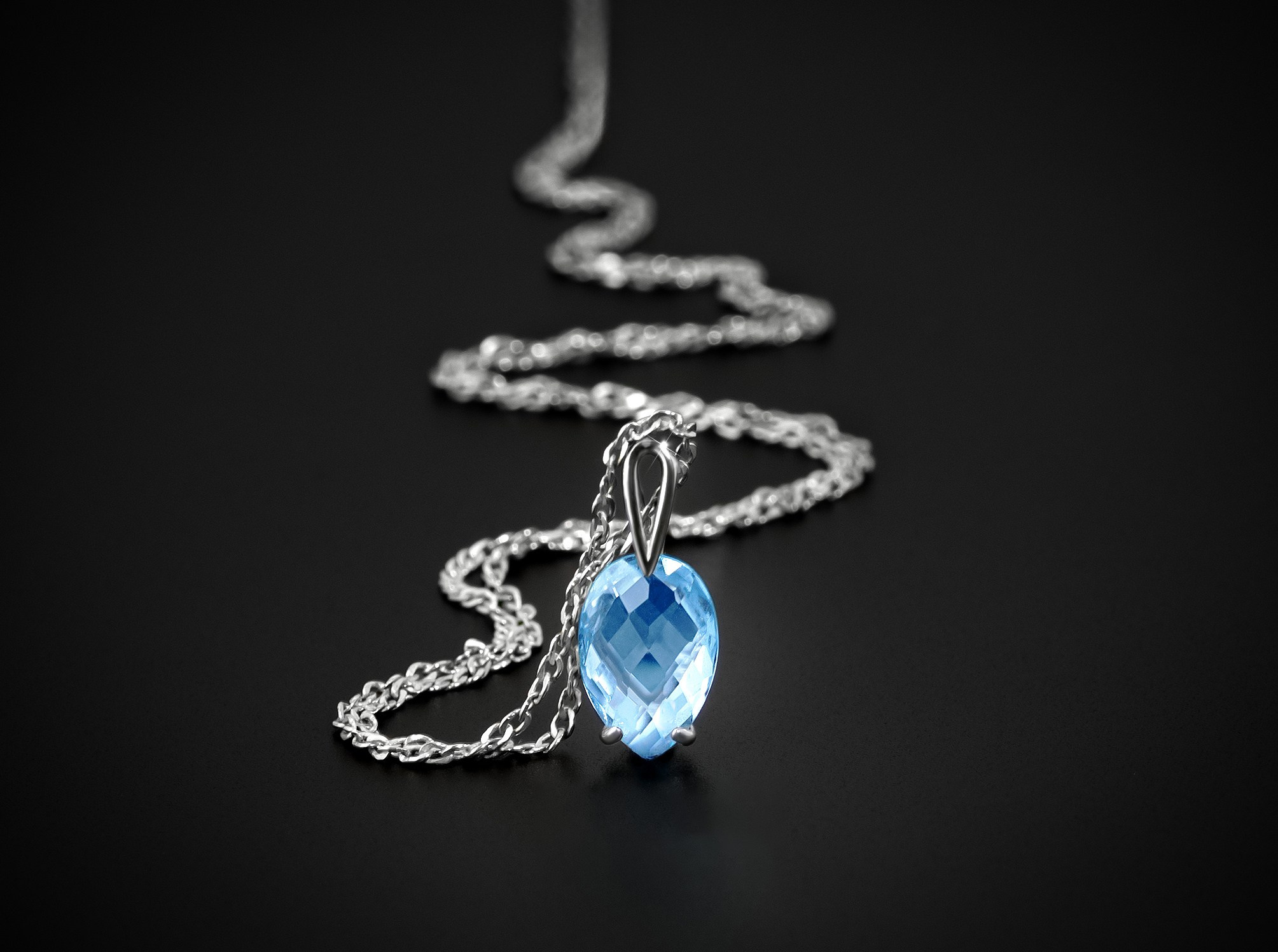 Подвеска с Топазом, Топаз Swiss blue, подвеска, съемка ювелирных изделий, серебро