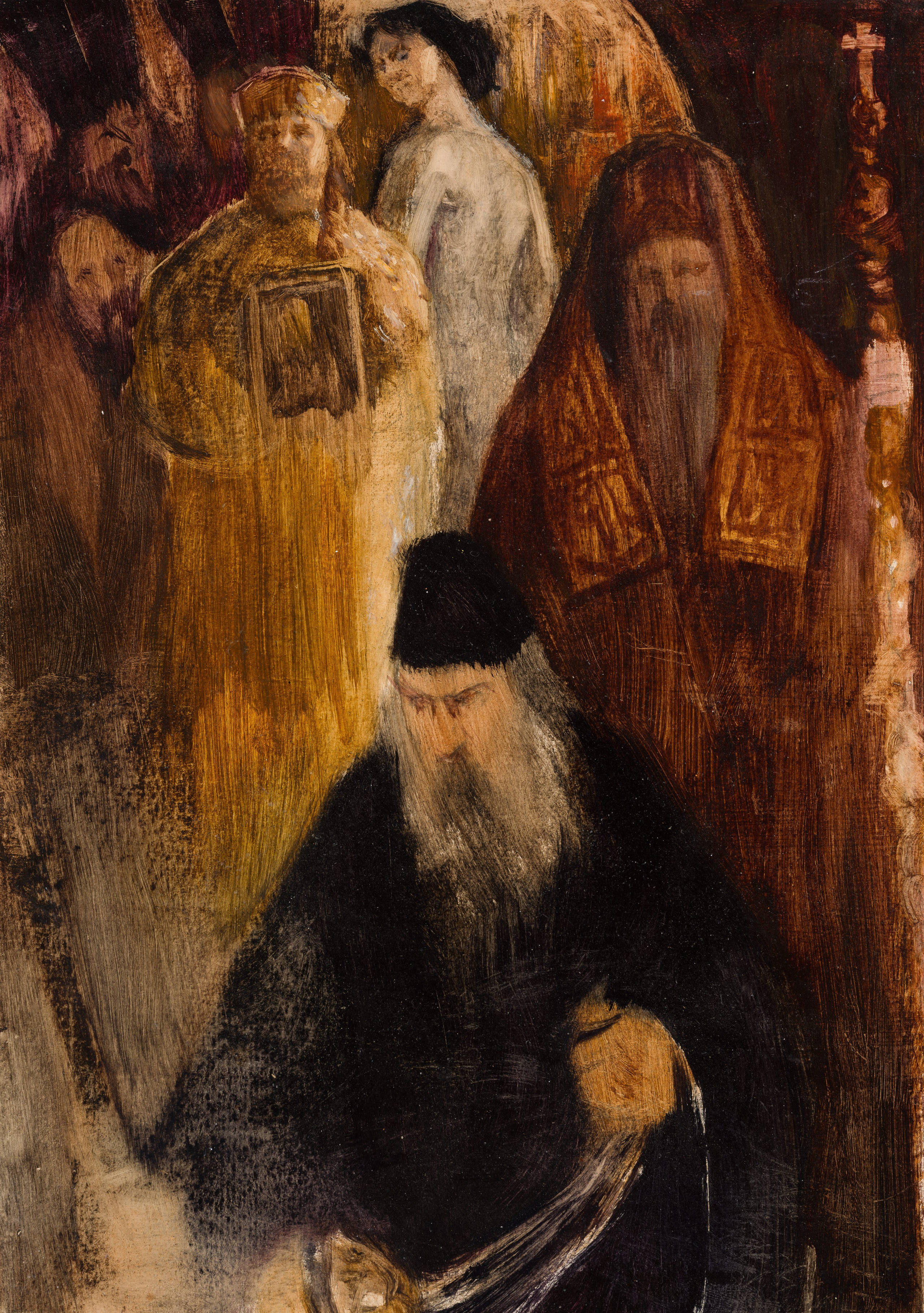 «Эскиз к дипломной работе. Иллюстрация к книге Алексея Толстого «Пётр I» - художник Валерий Блохин (бумага, масло, 27x19 см, 1983)