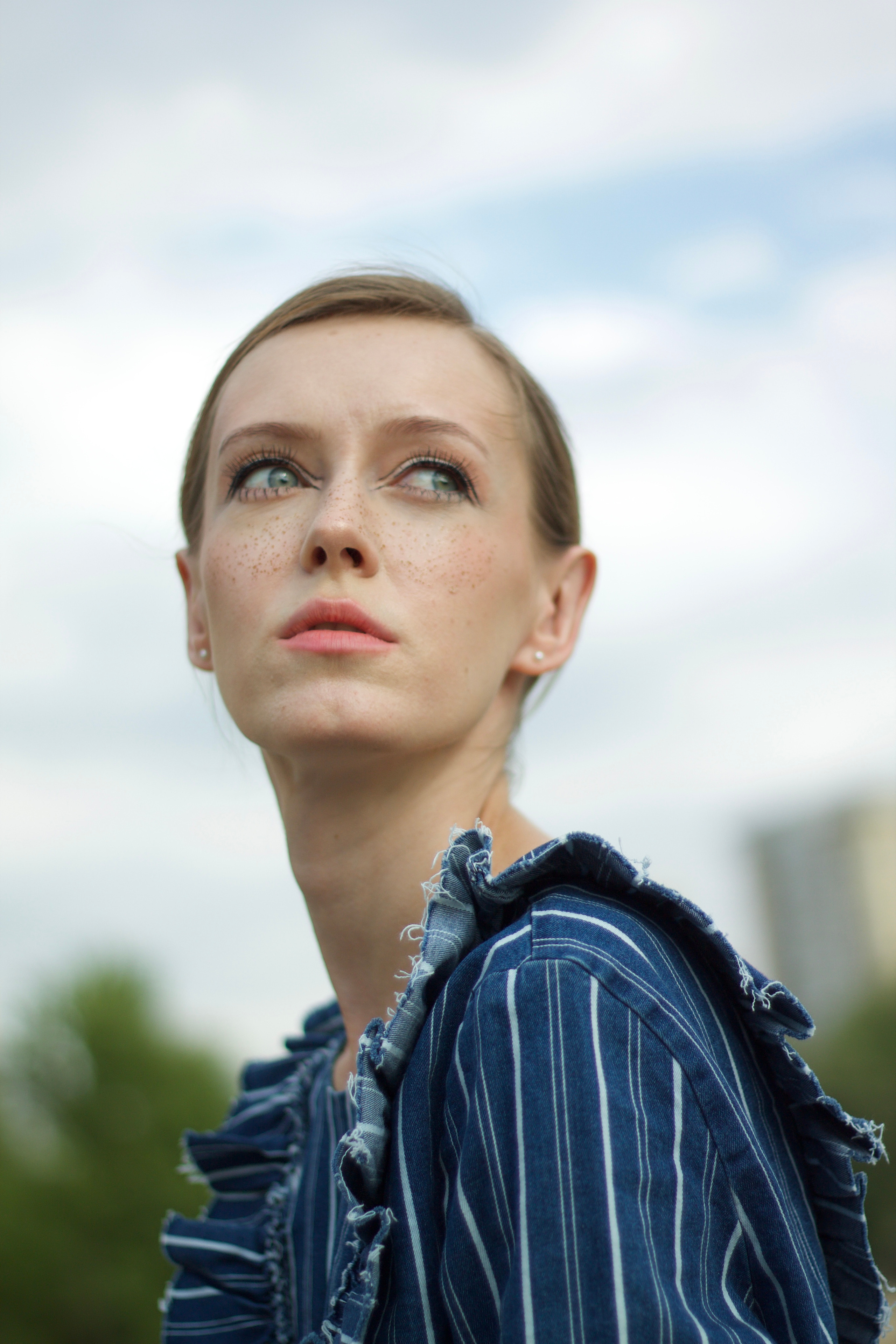 Portrait of a girl in the sky