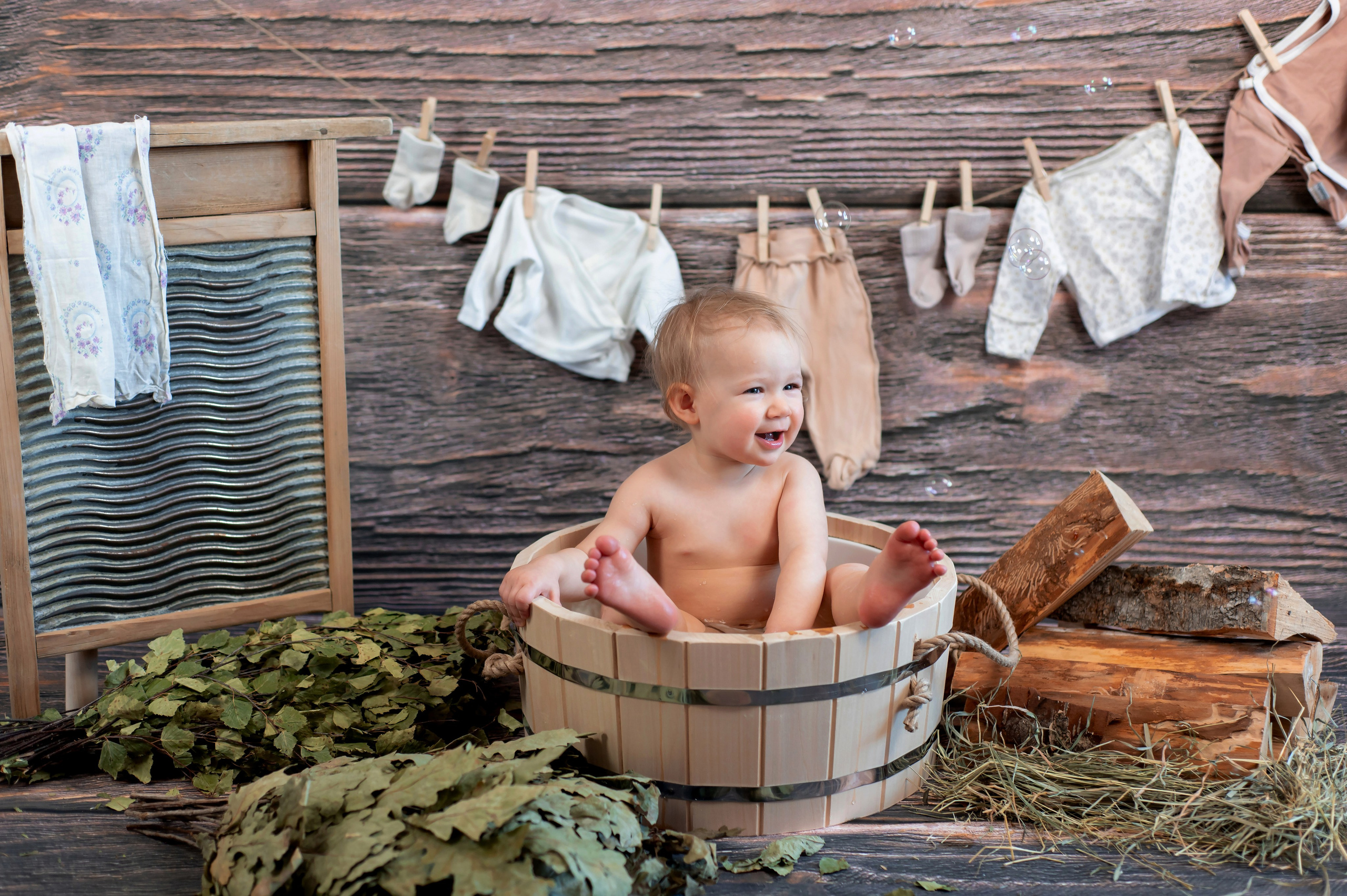 Баня для малышей. Детский и семейный фотограф Эльмира Веселова