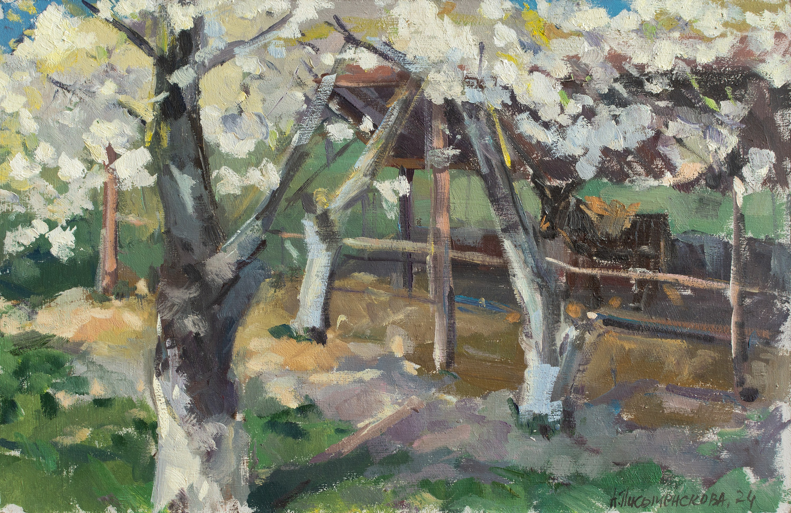 "Этюд.Ослик" оргалит, масло 22х33.5см, 2024