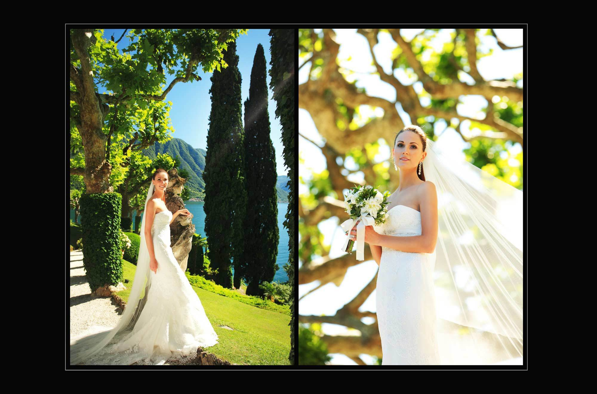 фотосессия невесты на вилле "Balbianello", свадьба за границей