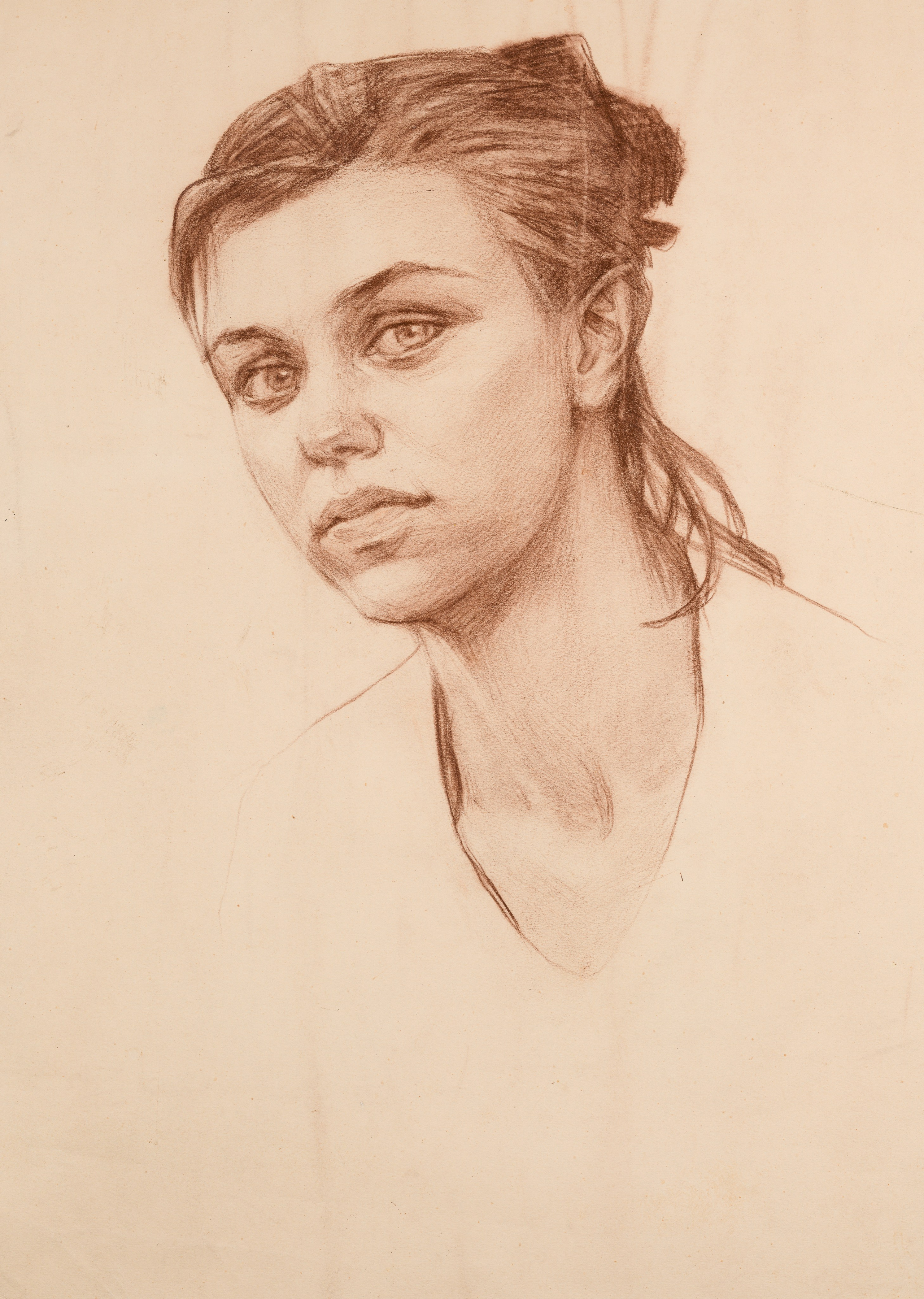 «Портрет Девушки» - художник Валерий Блохин (бумага, сепия, 52x37 см, 1987)