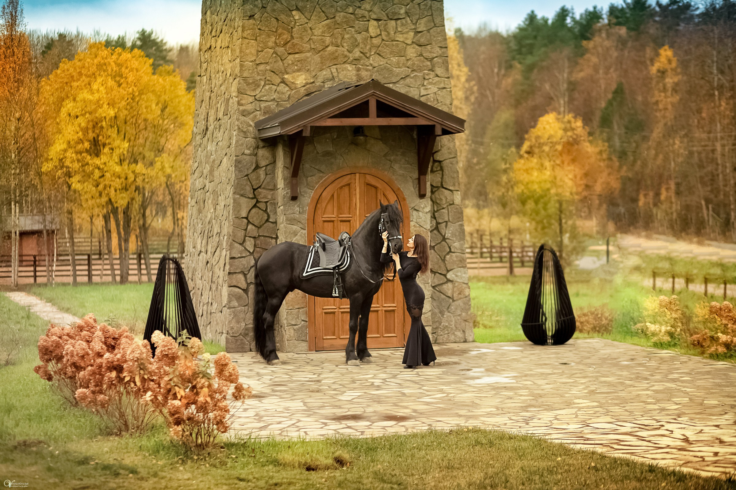 Фотосессии с лошадьми осенью. Фотограф женский и мужской портрет Санкт-Петербург
