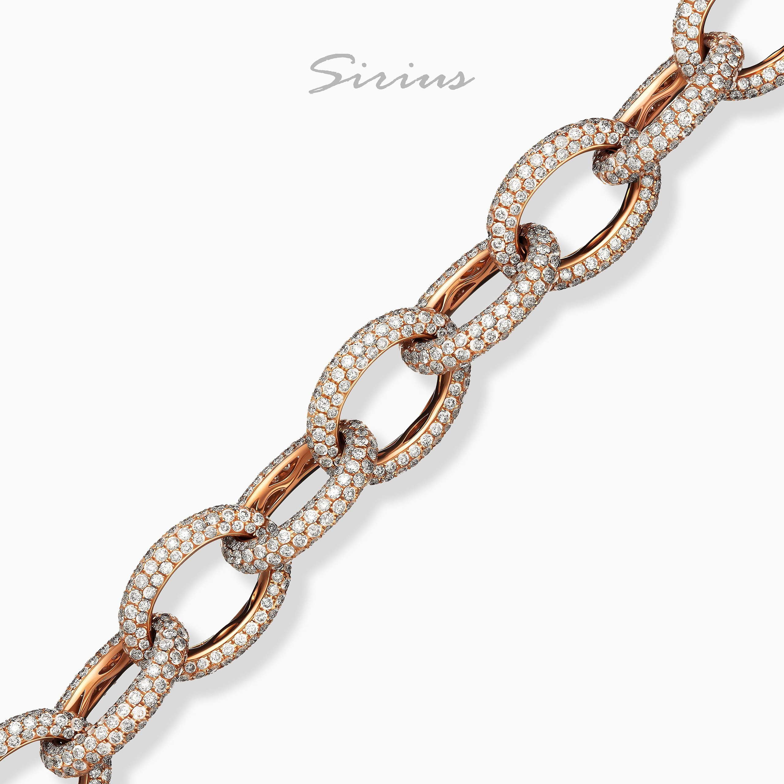 Объёмная цепь с крупными звеньями в розовом золоте