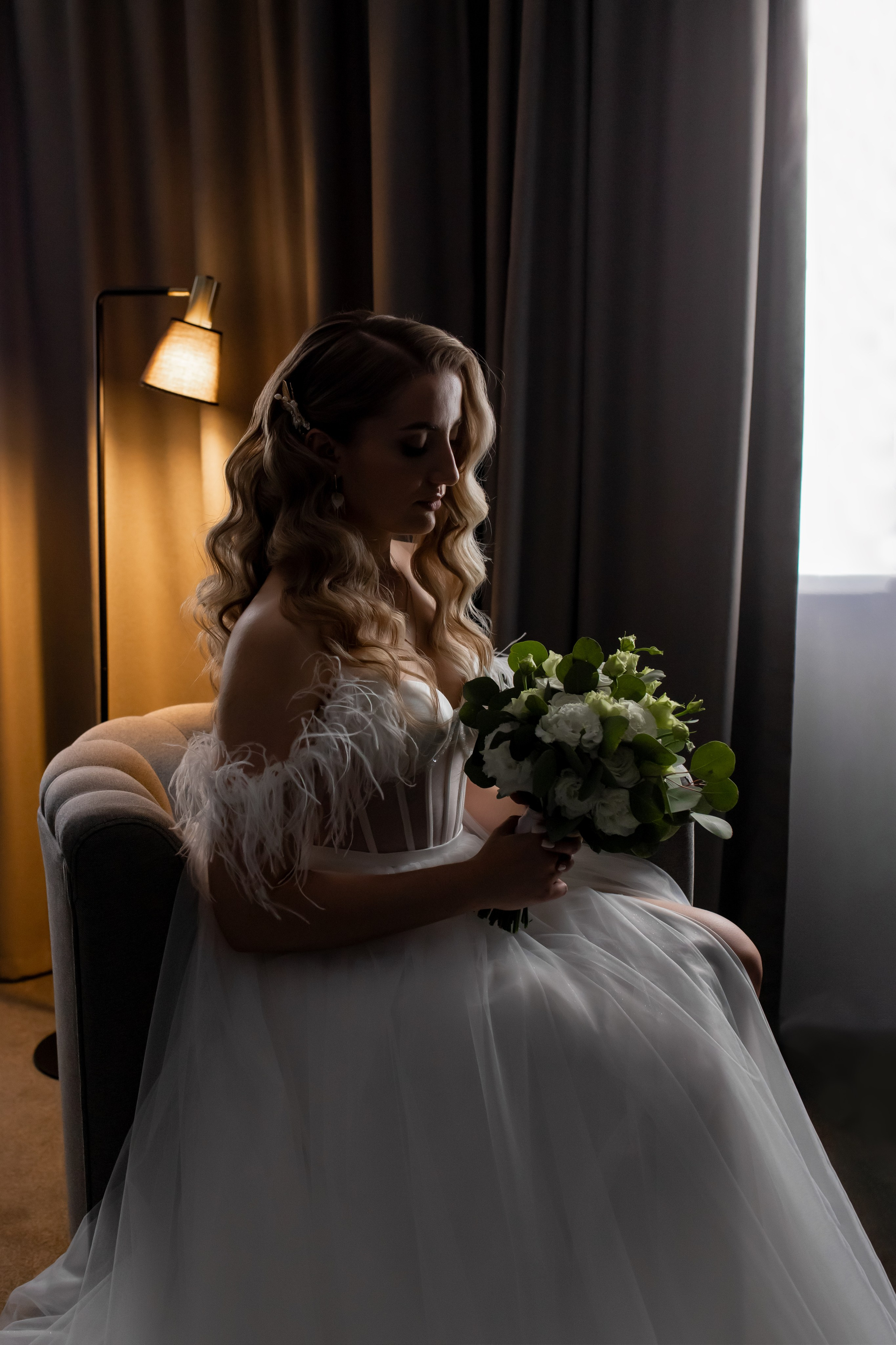 невеста, ожидание, торшер