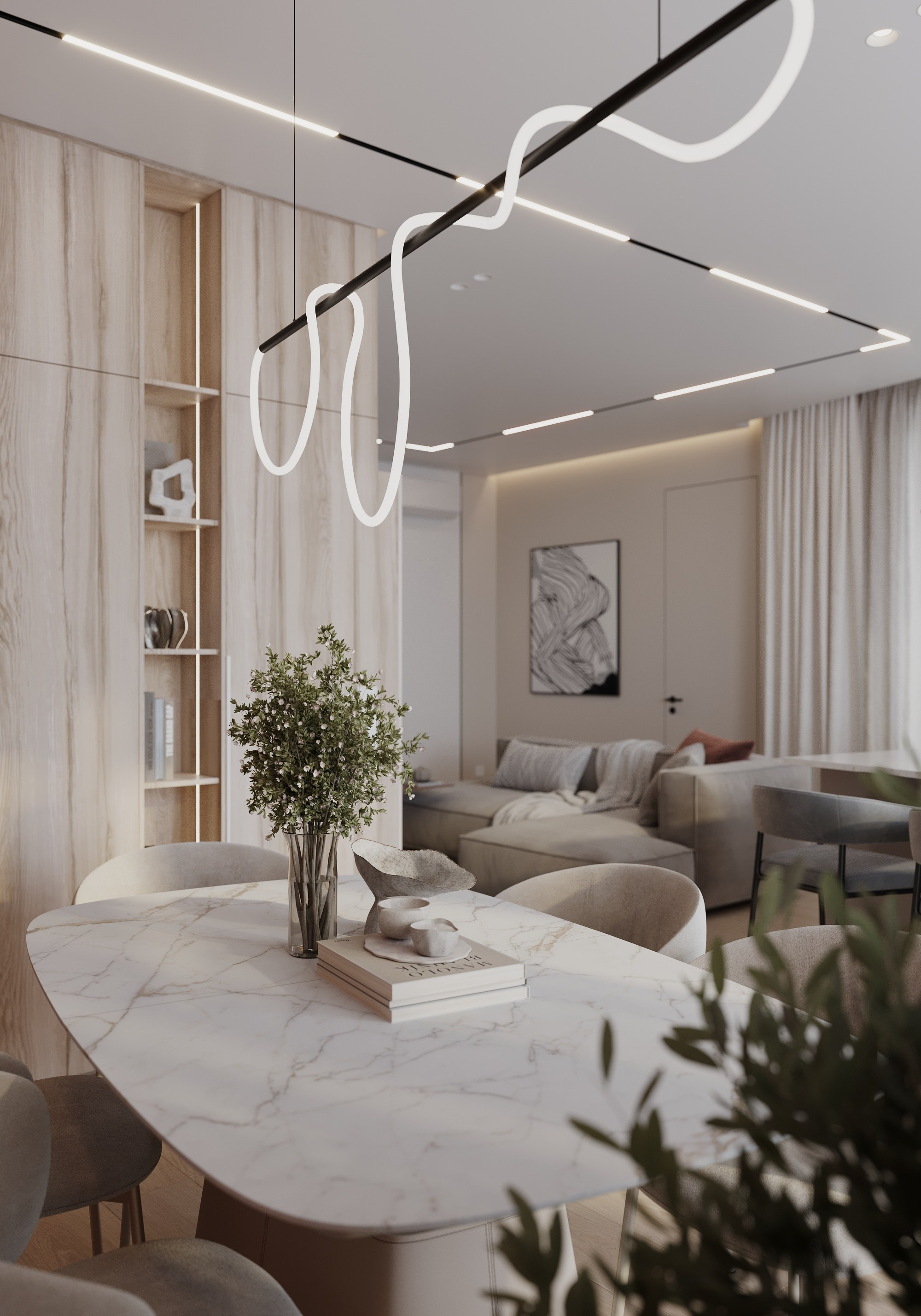 Дизайн интерьера кухни-гостиной в ЖК Море Владивосток