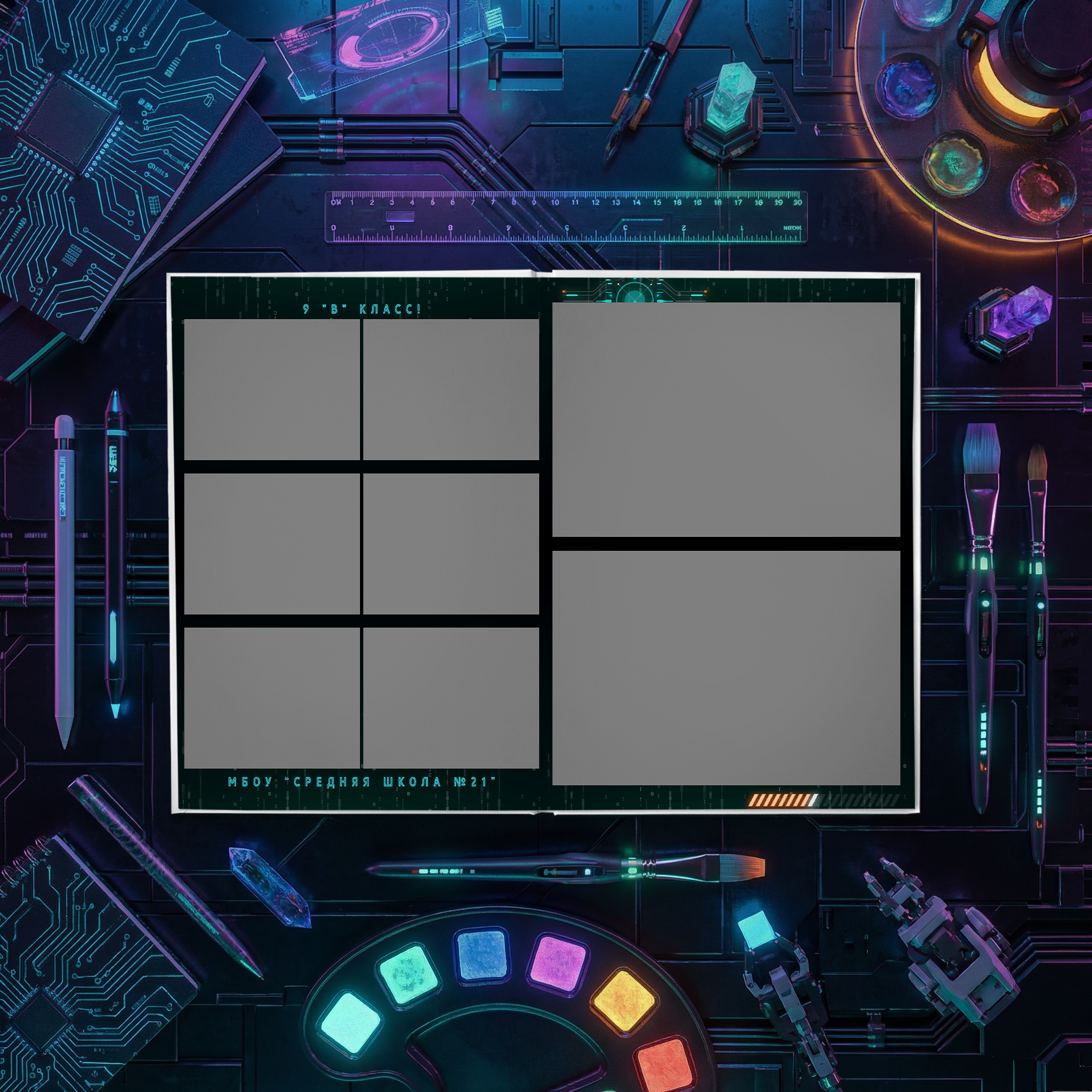 033 Cyberpunk. Дизайны, psd шаблоны школьных и выпускных альбомов и обложек