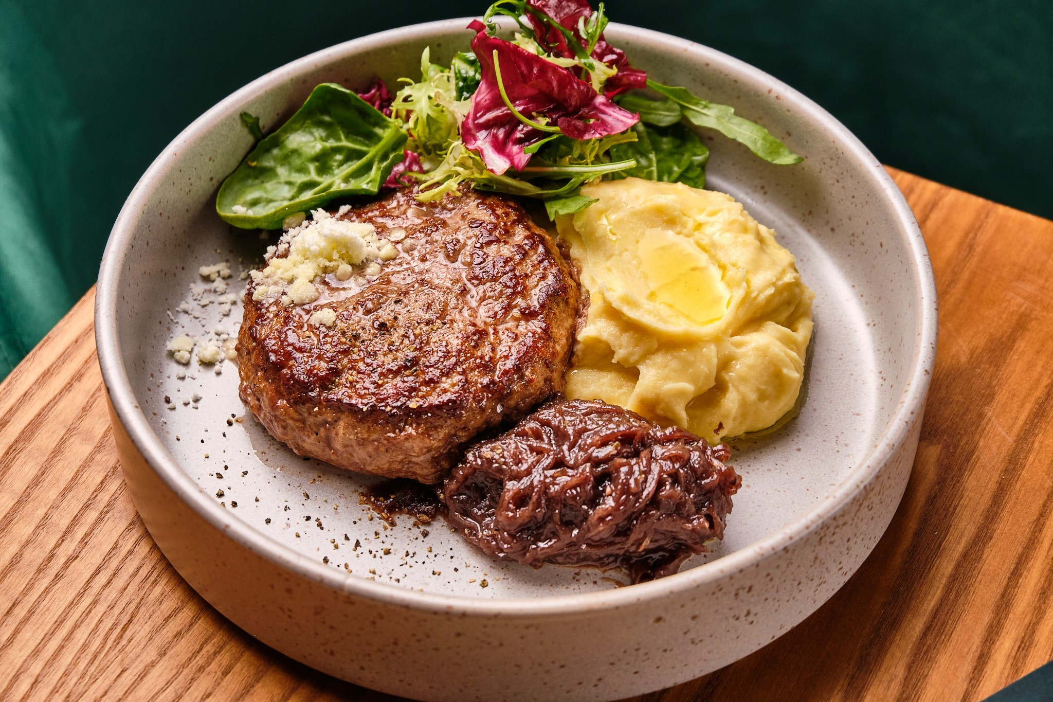 Professional food photography of steak for restaurant menu