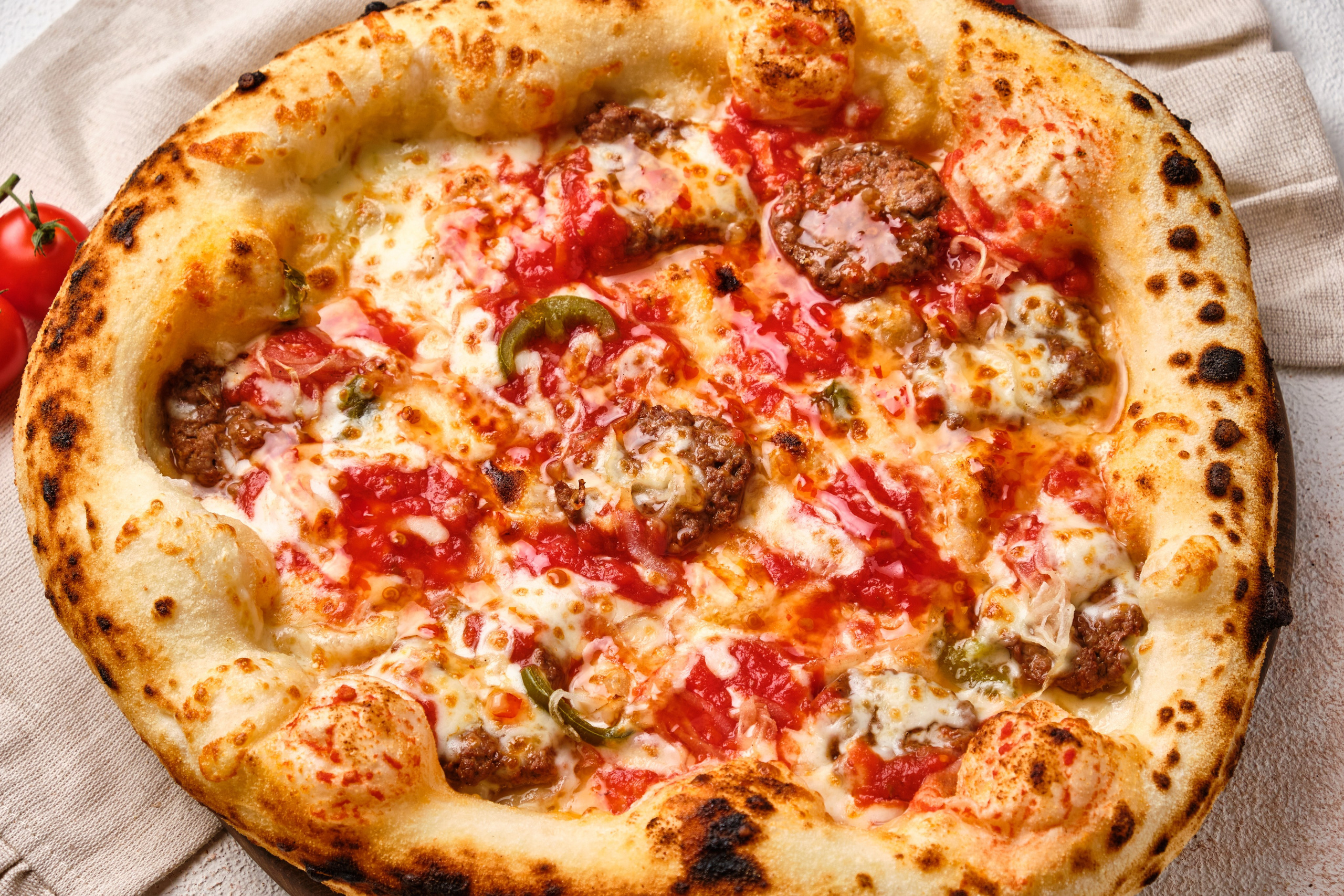 Close-up food photo of pizza for delivery app menu