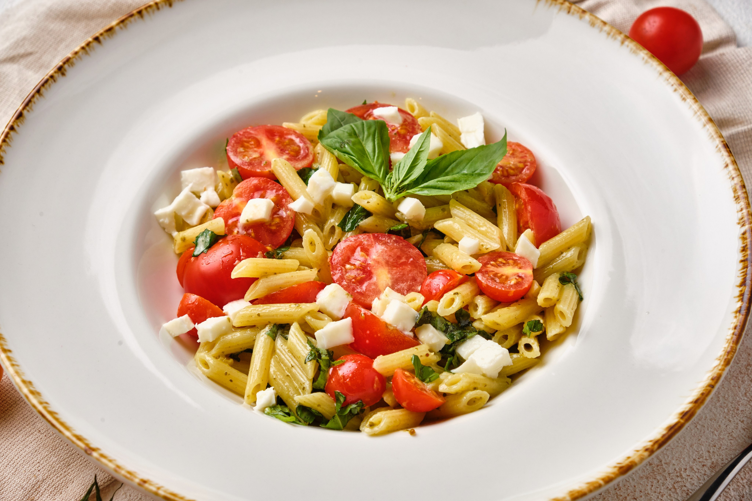 Food photography of pasta dish for restaurant menu and social media