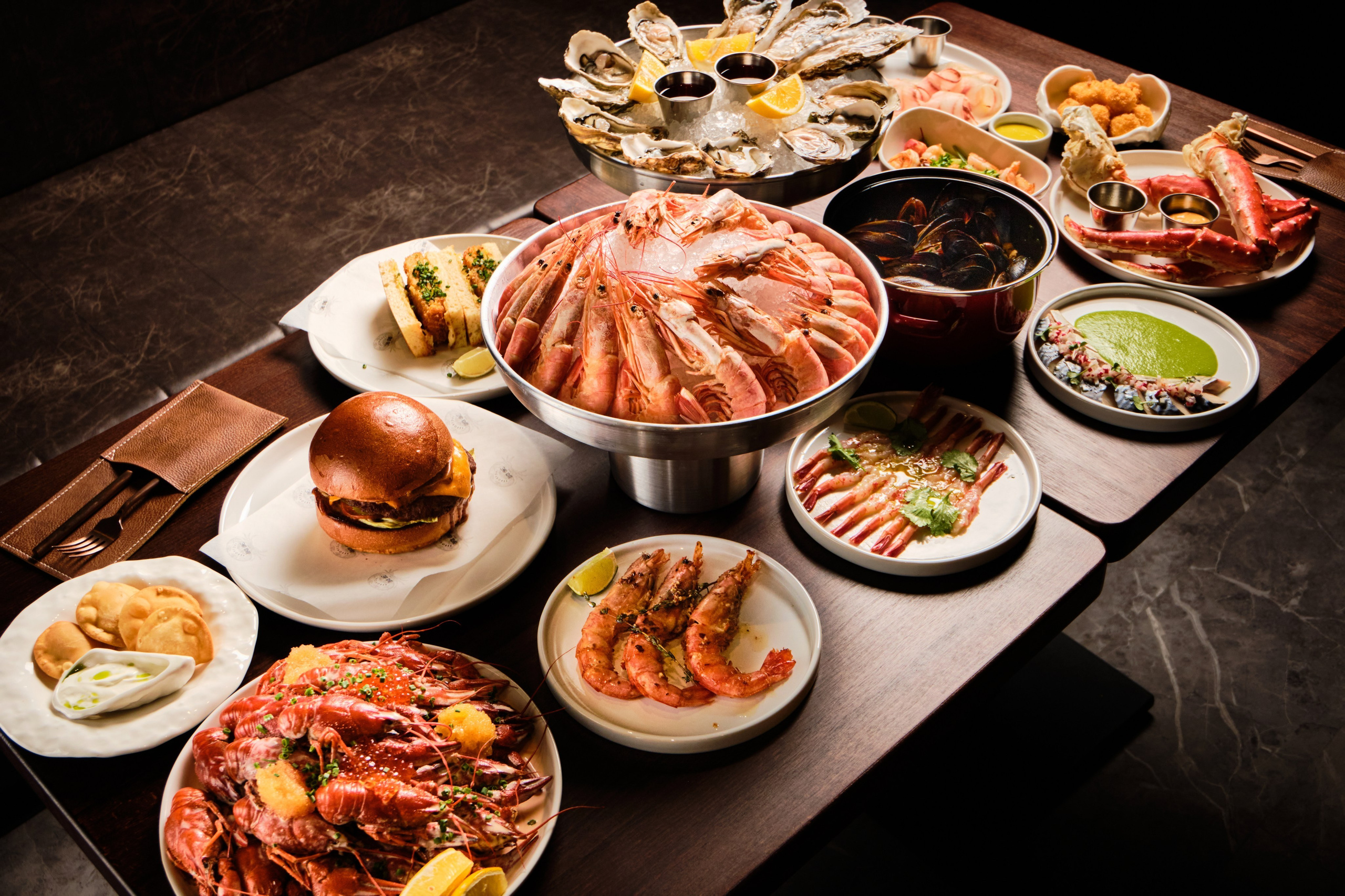 Restaurant food photography of multiple dishes for social media