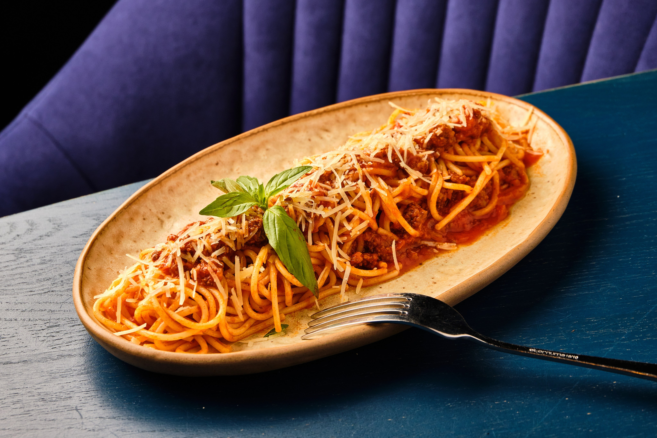 Food photography of bolognese pasta for restaurant menu