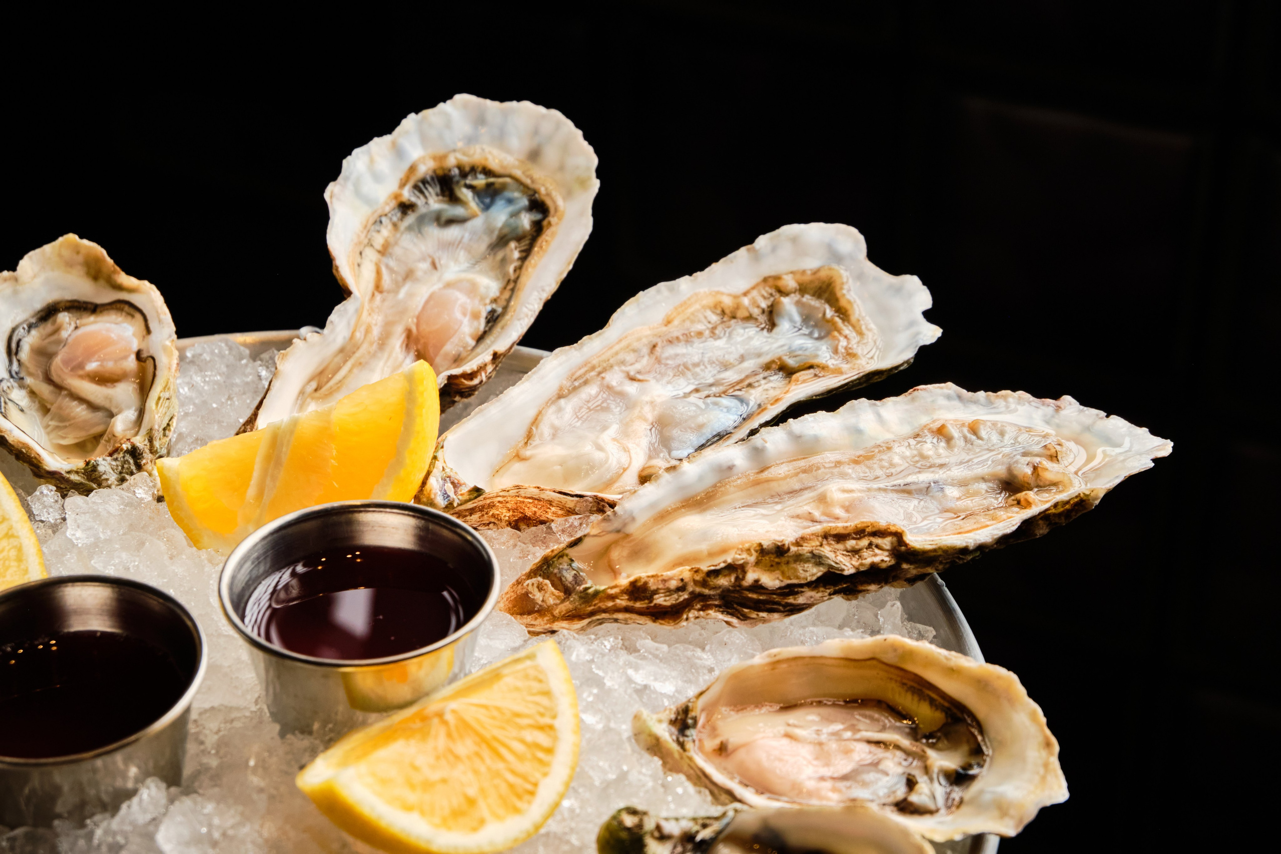 Professional food photography of oysters for restaurant menu