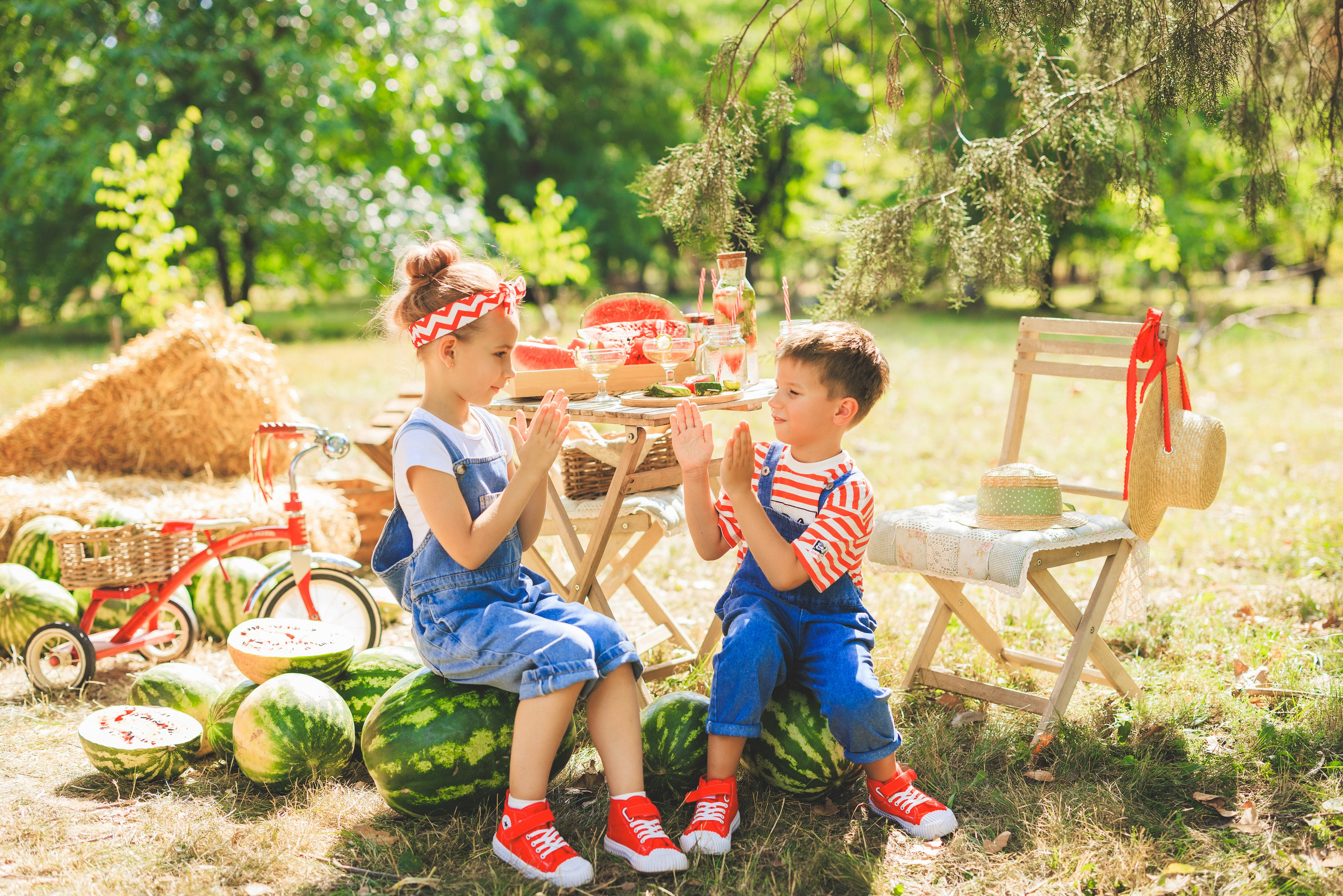 Летняя фотосессия с арбузами и ретро автомобилем. Семейный и детский фотограф в Краснодаре Анна Трашкова