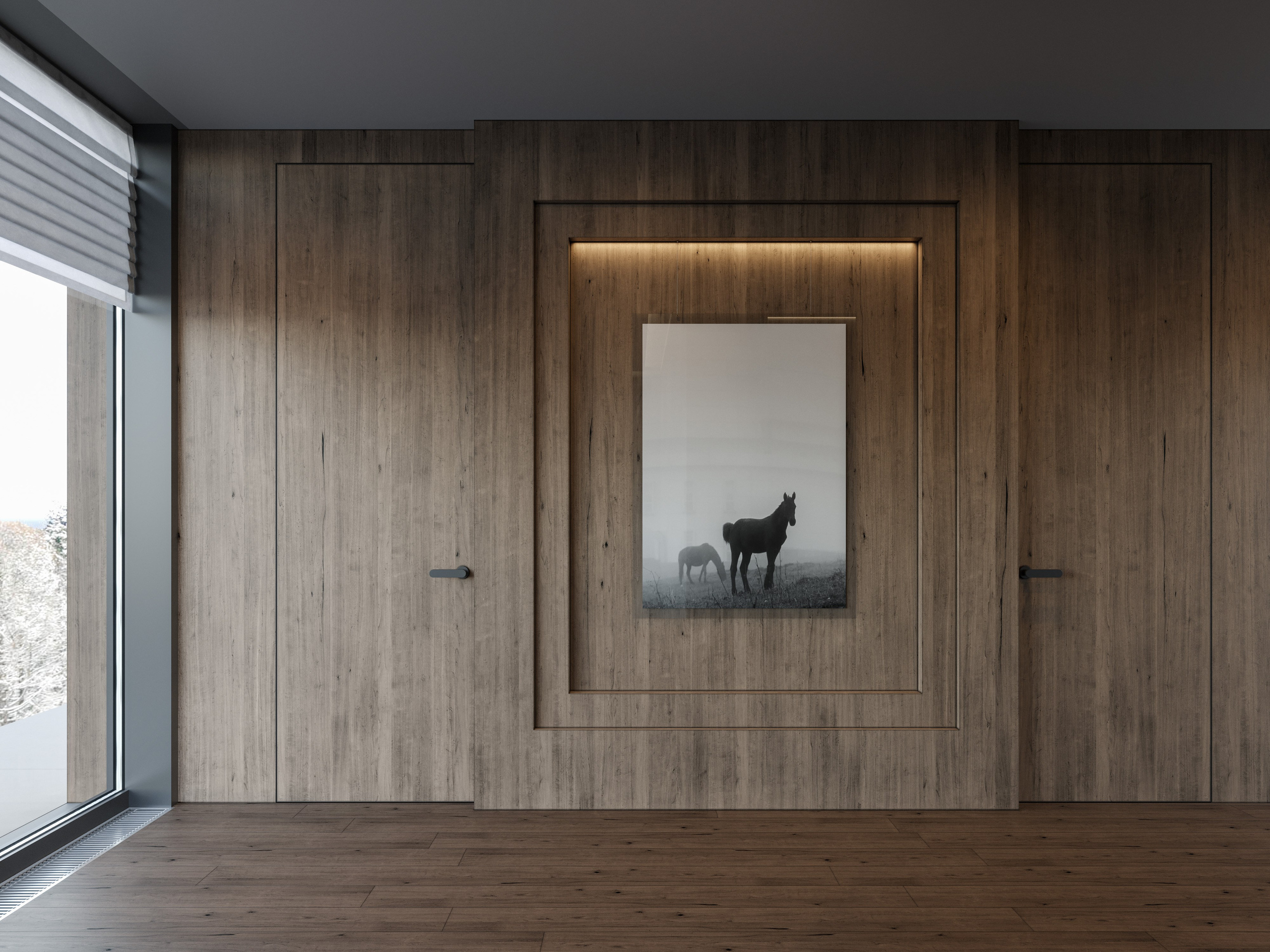 Темный Минимализм: 3D Визуализации Загородного Дома с Деревянной Отделкой. Визуализатор интерьера в Москве | Брагин Кирилл