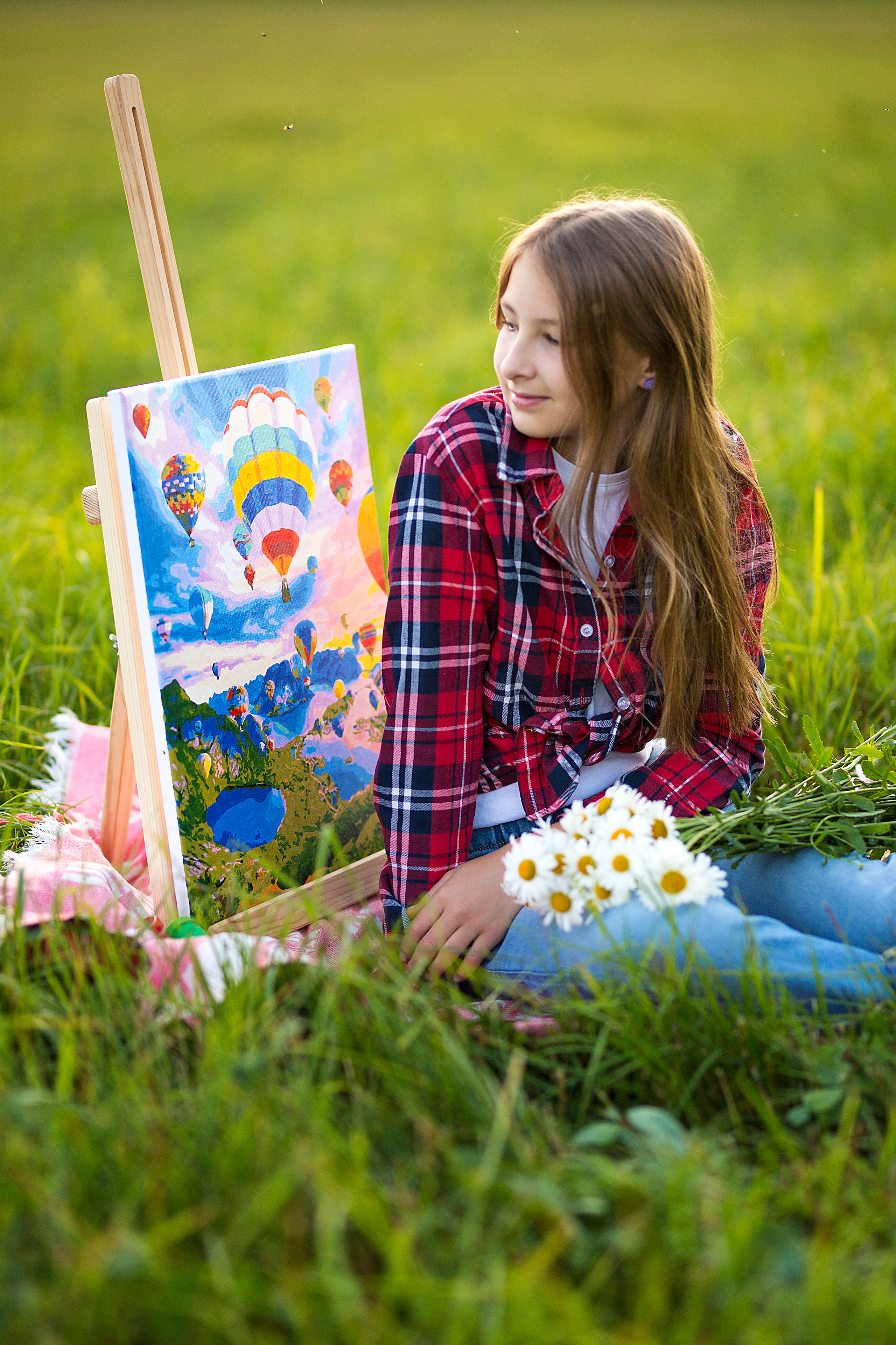 Фотосессия в ромашковом поле