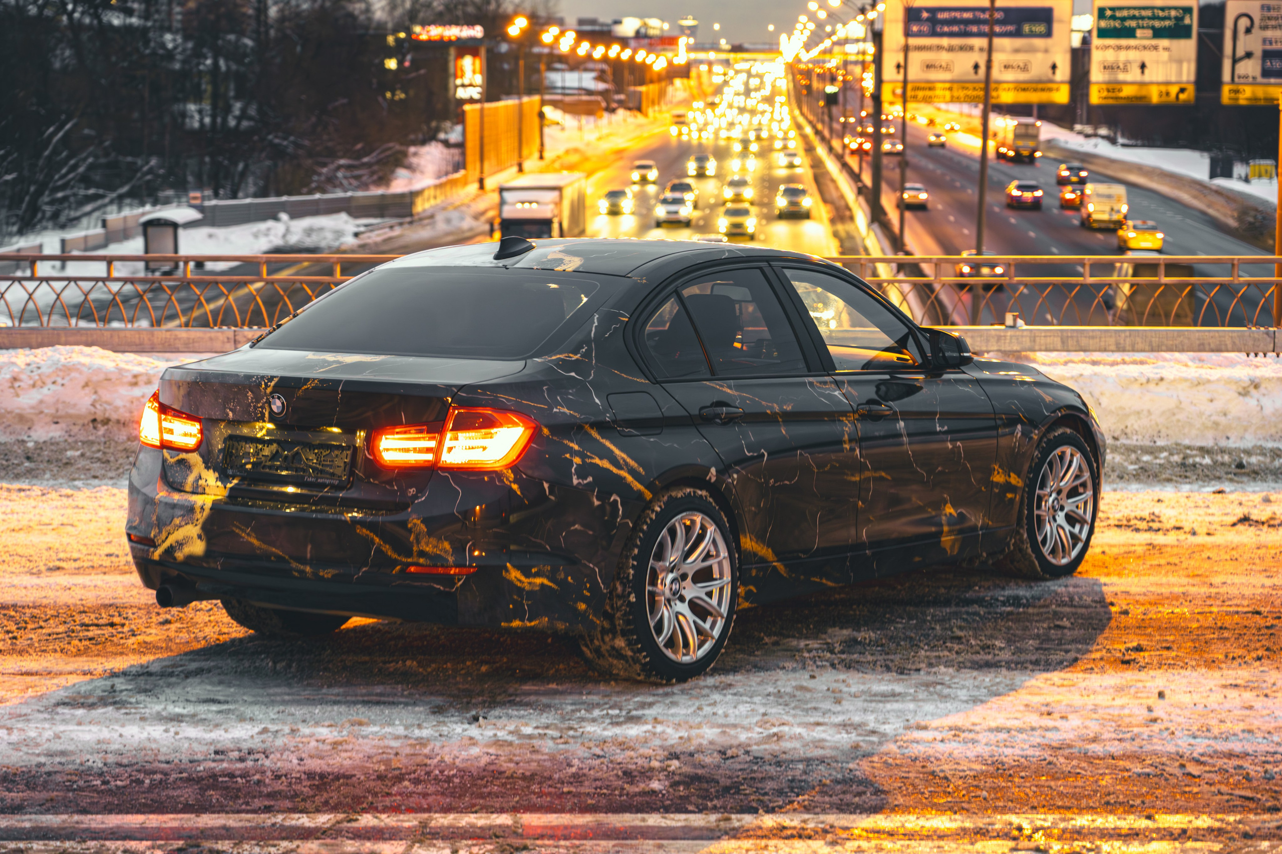 Винилография на BMW 3 F30. Студия дизайна и оклейки авто Barmaley Design