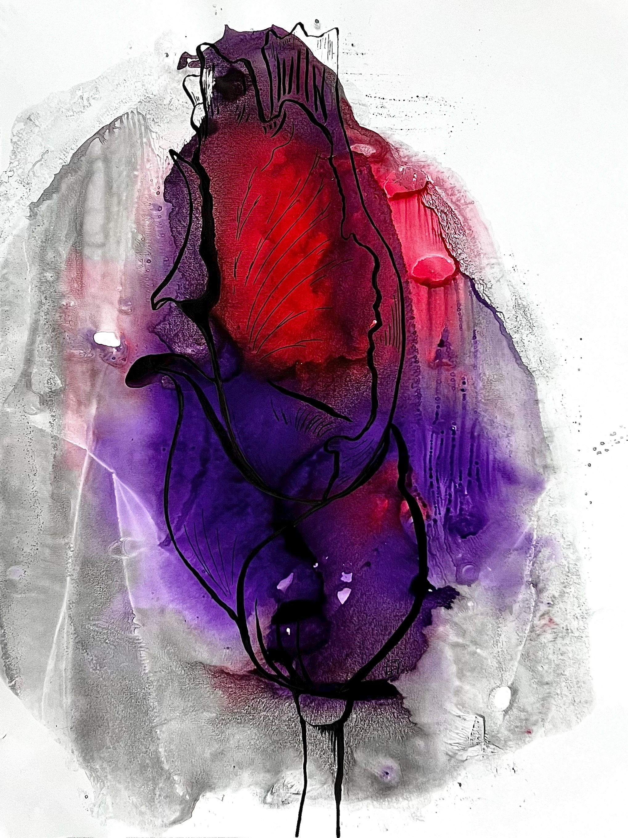 Ирис 2. Акрил, бумага 40х50 см, 2023 год. 12 000 руб