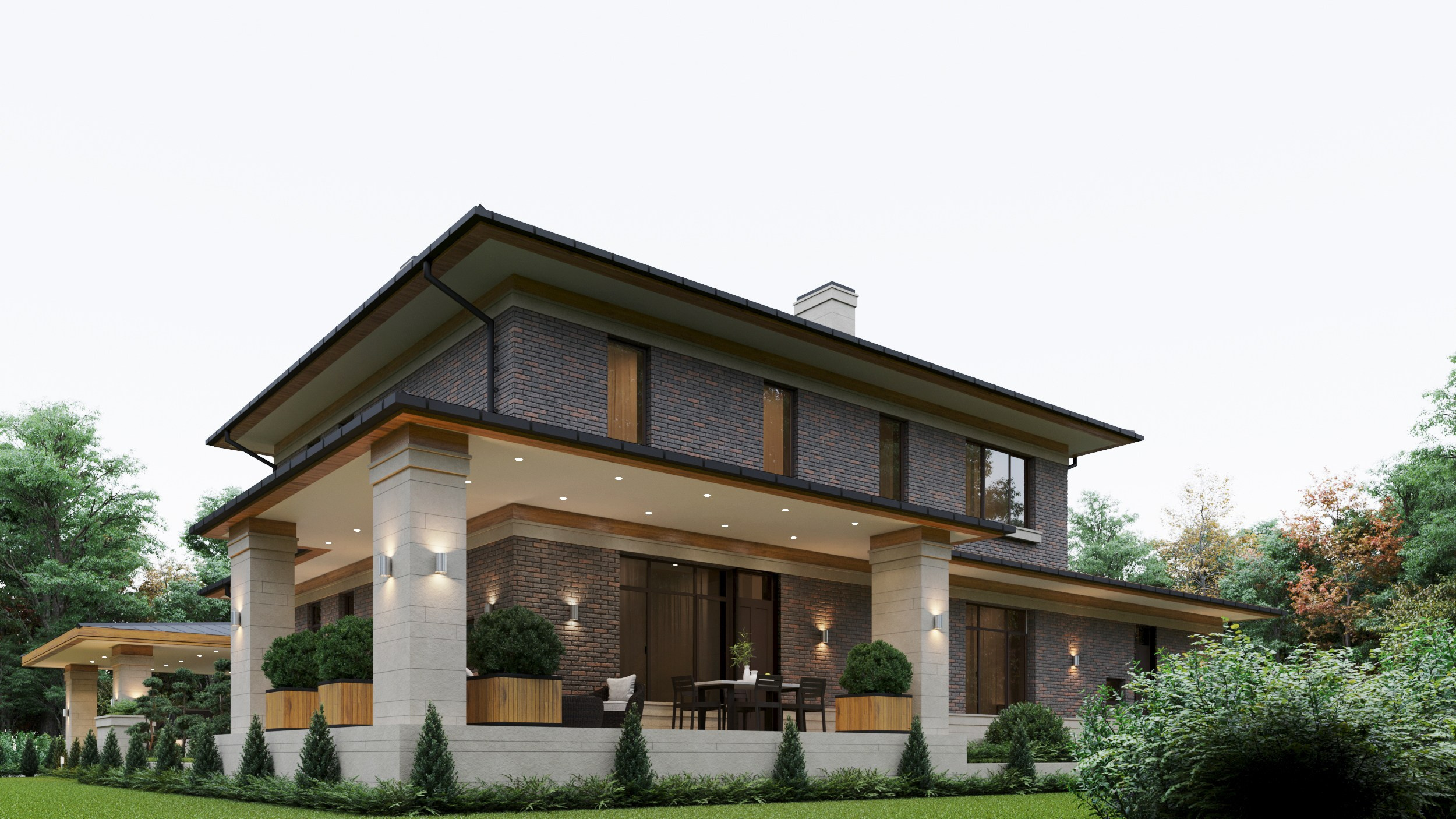 Классика Фрэнка Ллойда Райта без отхождений, комфортный и удобный дом площадью 297 кв.м в Анапском районе недалеко от моря. Архитектор Вера Каракезиди