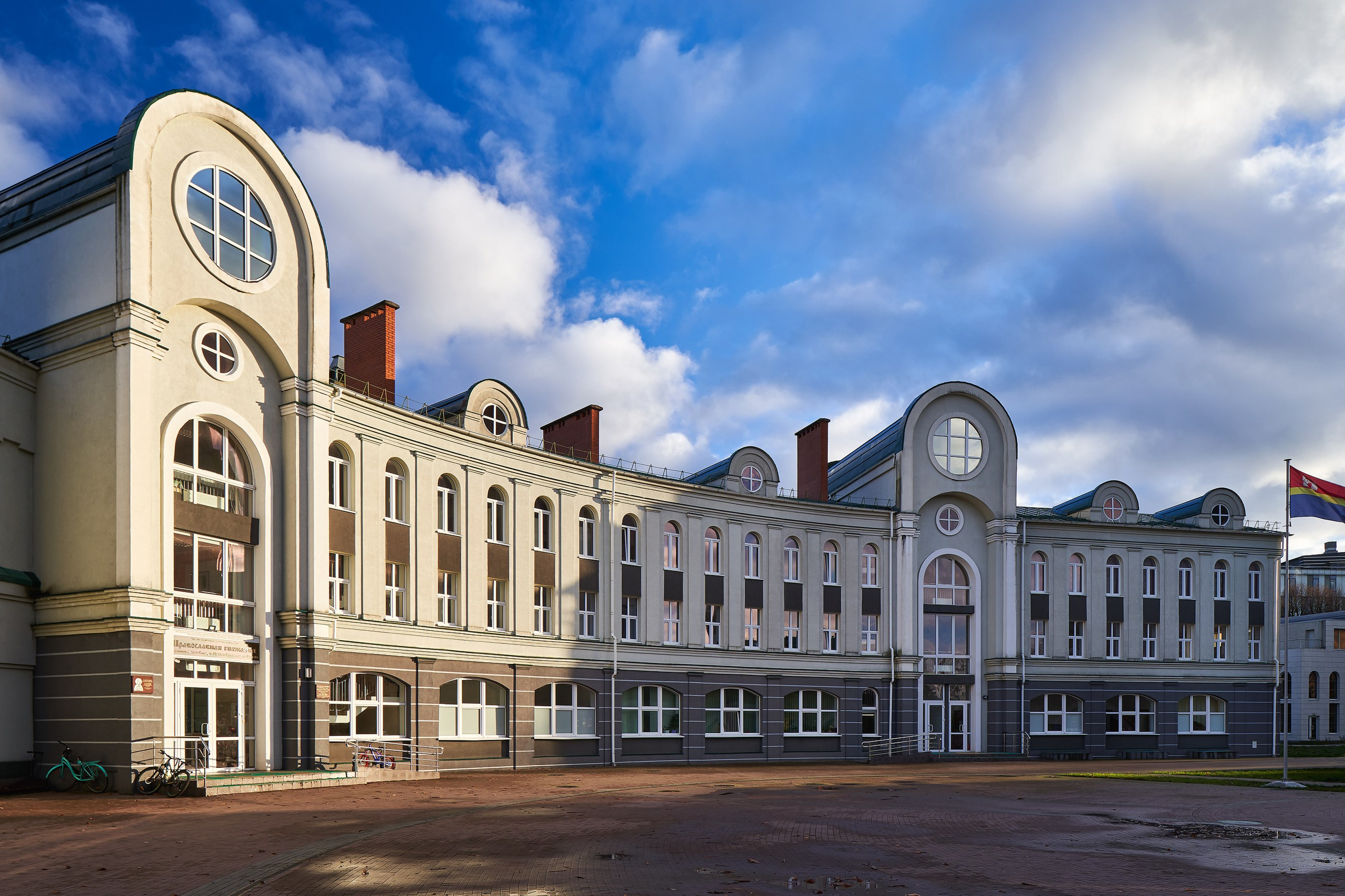 архитектура, голубое небо, закат солнца 