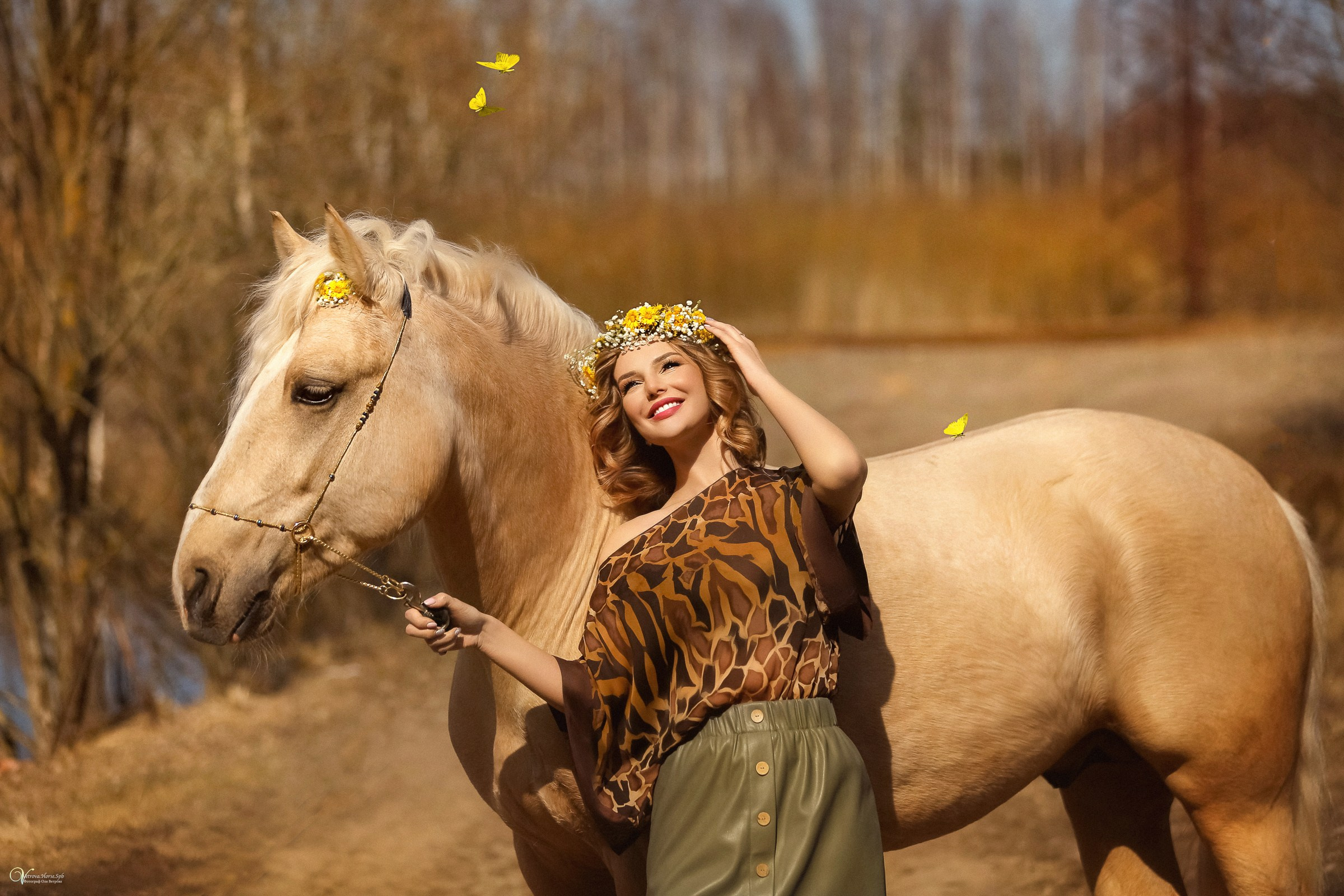 Фотосессии с лошадьми летом. Фотограф женский и мужской портрет Санкт-Петербург