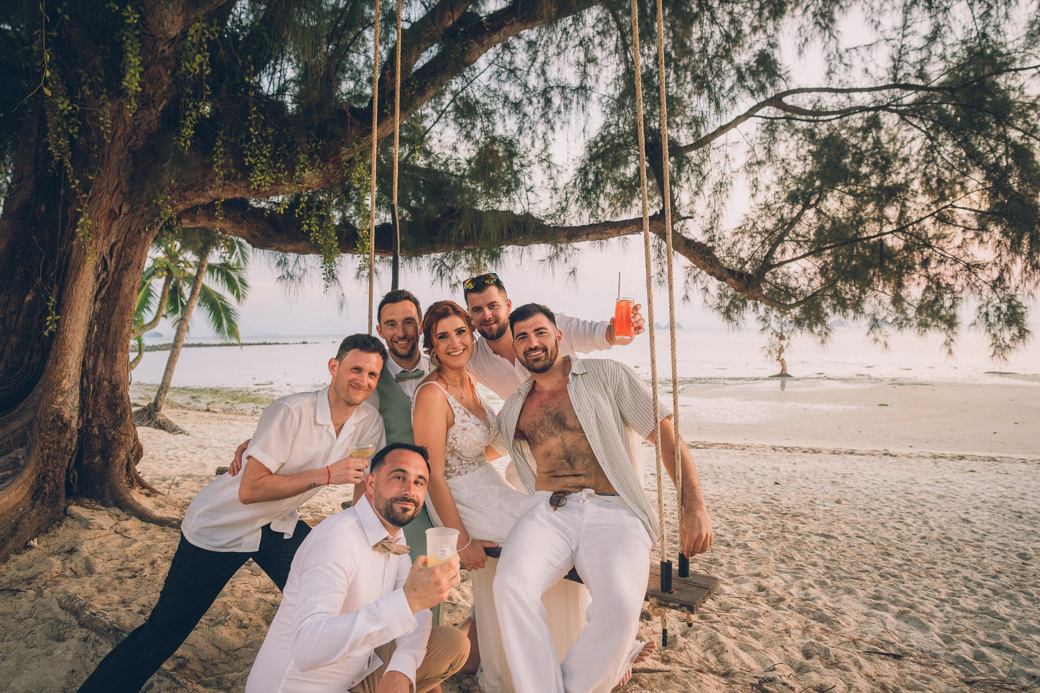 Sunset Beach Wedding with Guests in Koh Samui