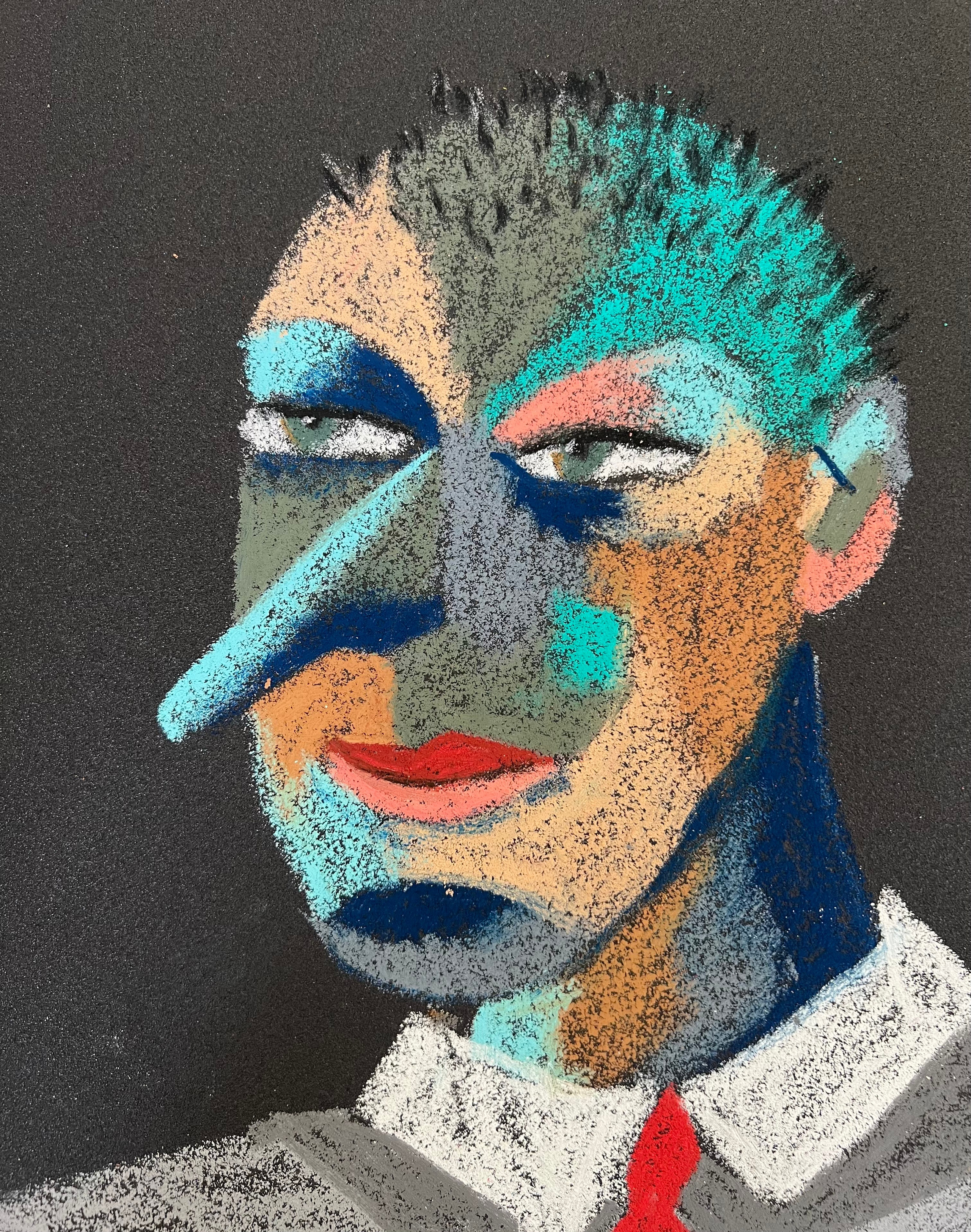 Entrepreneur. Oil pastel, sandpaper. 28 x 23 cm