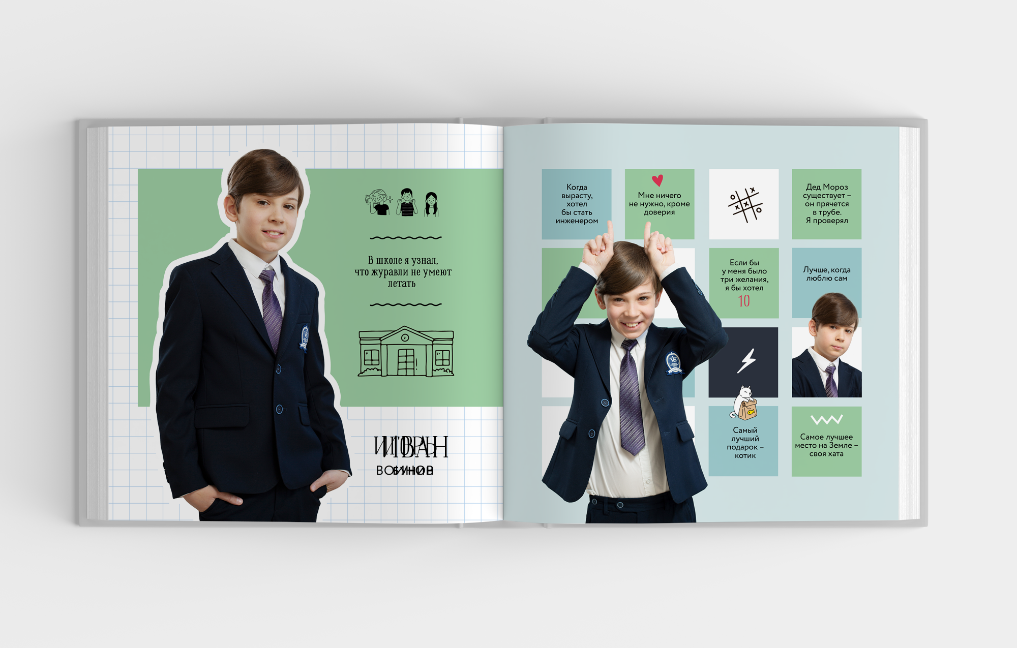 Креативный выпускной школьный альбом с вопросами и ответами для 4 класса. 2025-2026 год. Школьный фотограф Москва