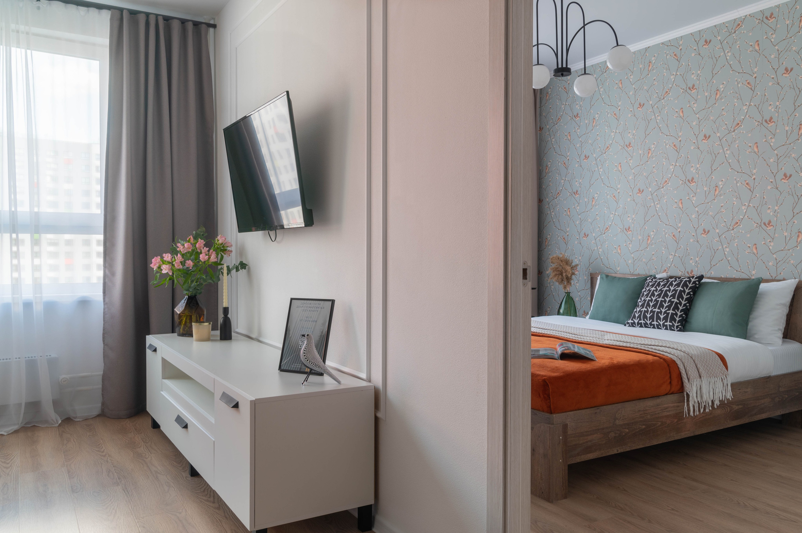 Съемка 1-к квартиры для посуточной аренды ЖК «Волга Парк». Интерьерный фотограф в Ярославле. Вероника Лазыкина