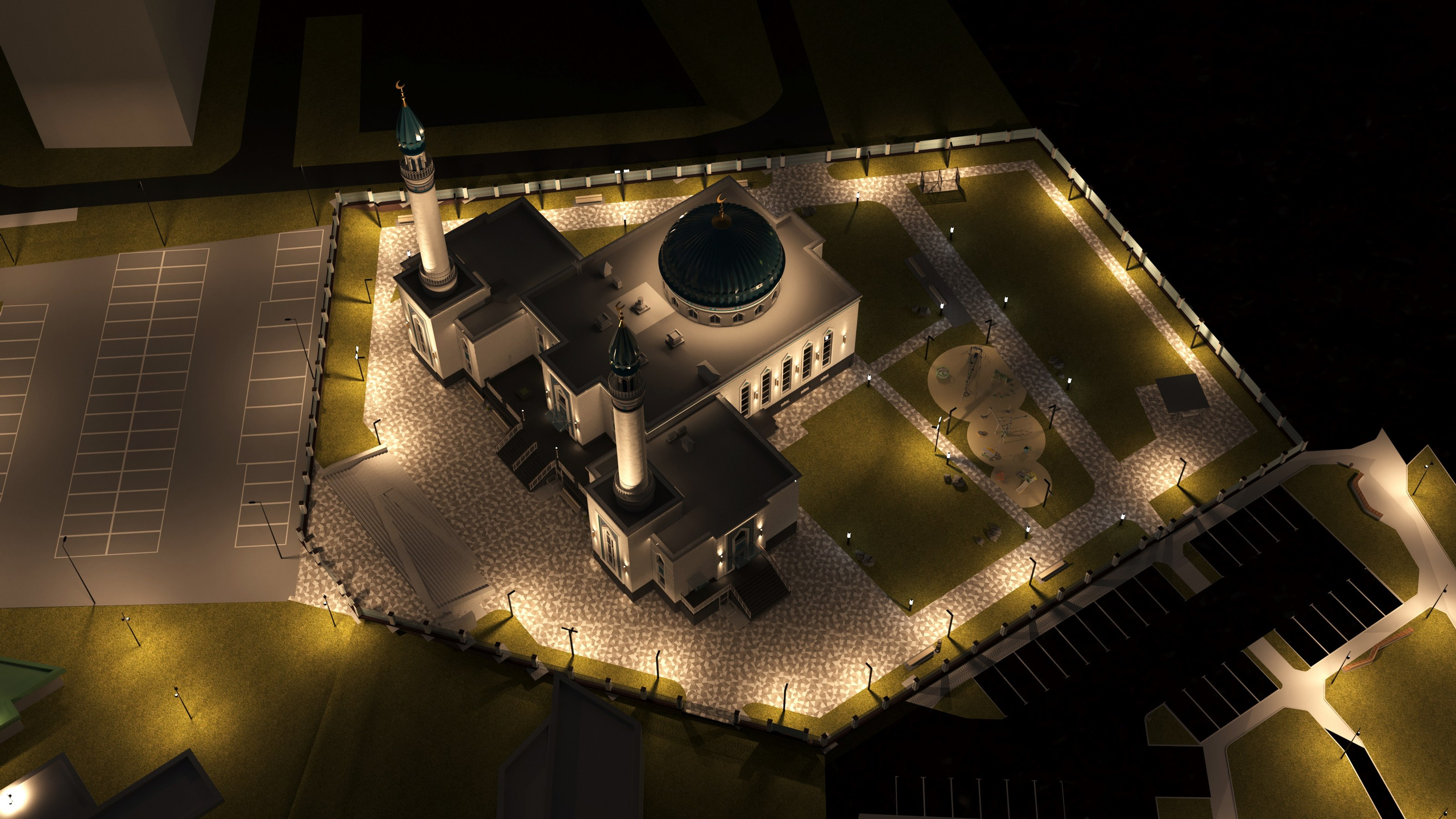 Визуализация подсветки мечети на улице Дубравная. Архитектор-дизайнер в Казани