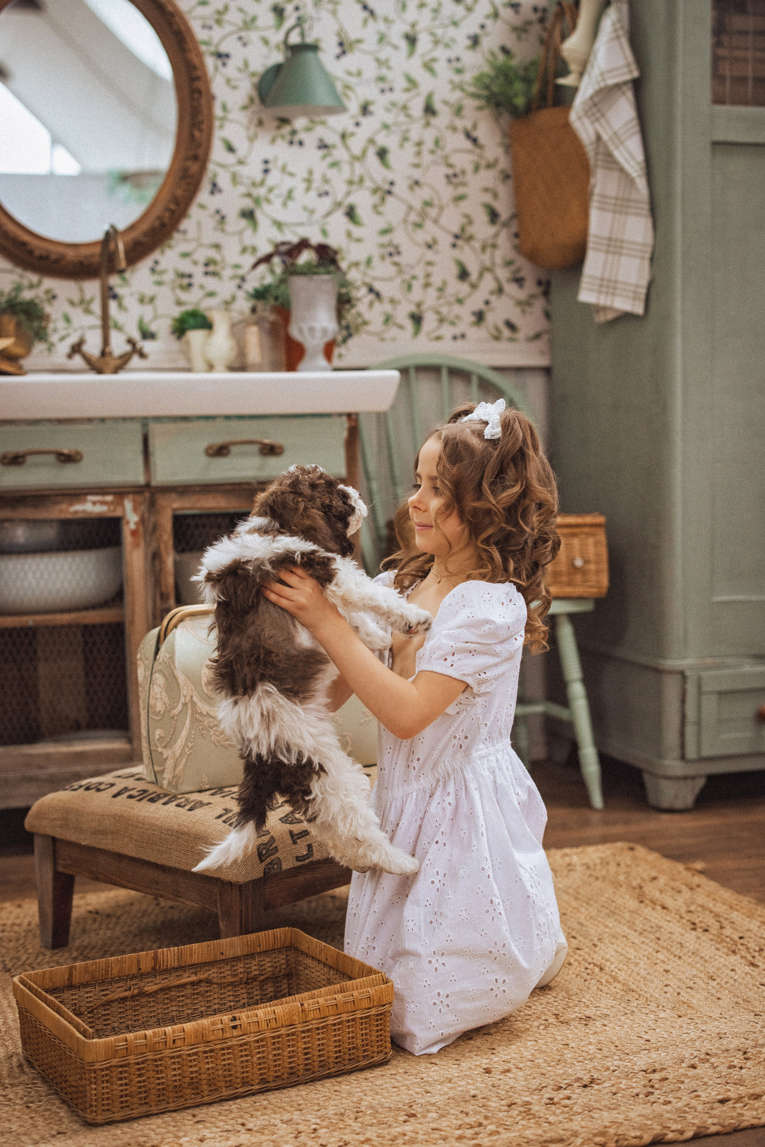 Фотосессия с щенками Лаго́тто-романьо́ло, в Винтажной фотостудии город Краснодар. Семейный и детский фотограф в Краснодаре Анна Трашкова