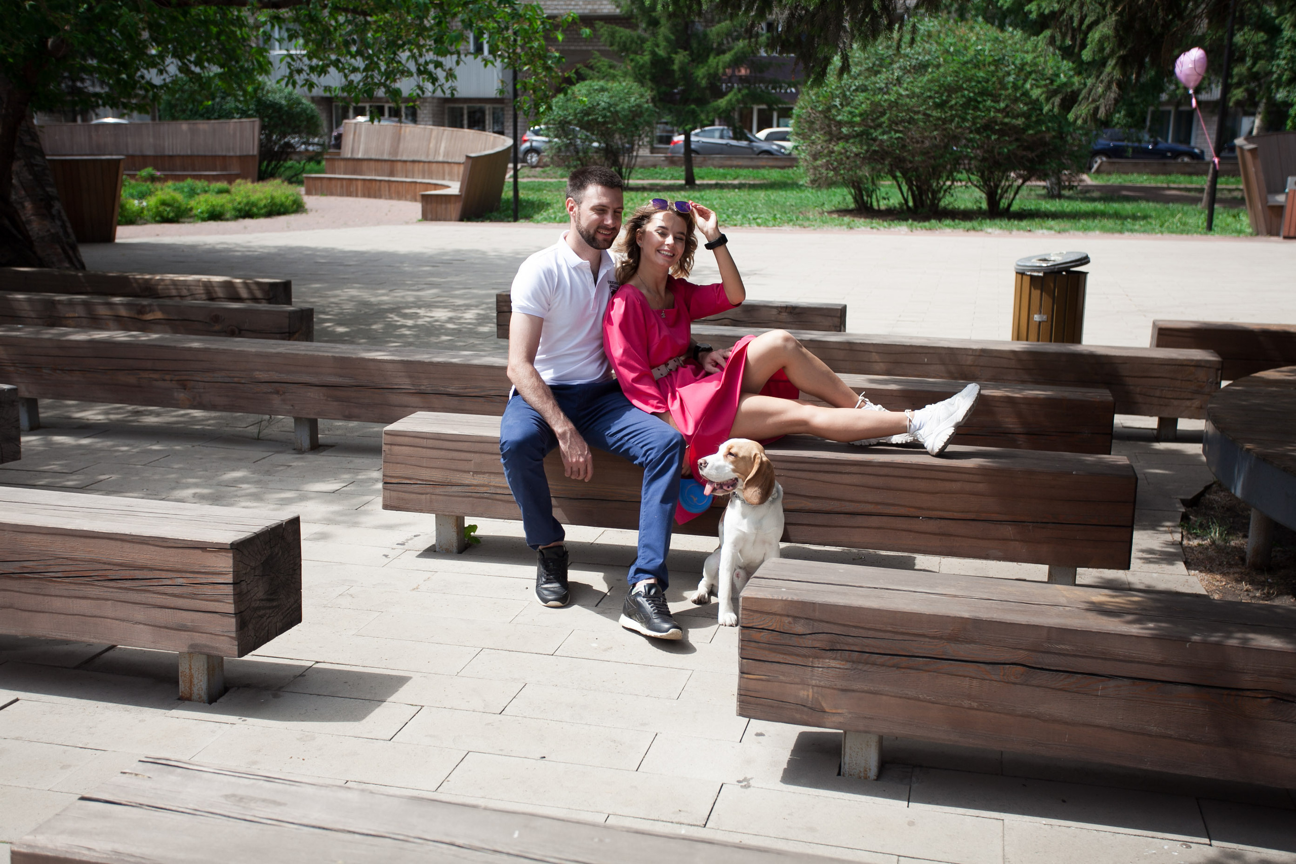  красивая пара фотосессия лето город лавки