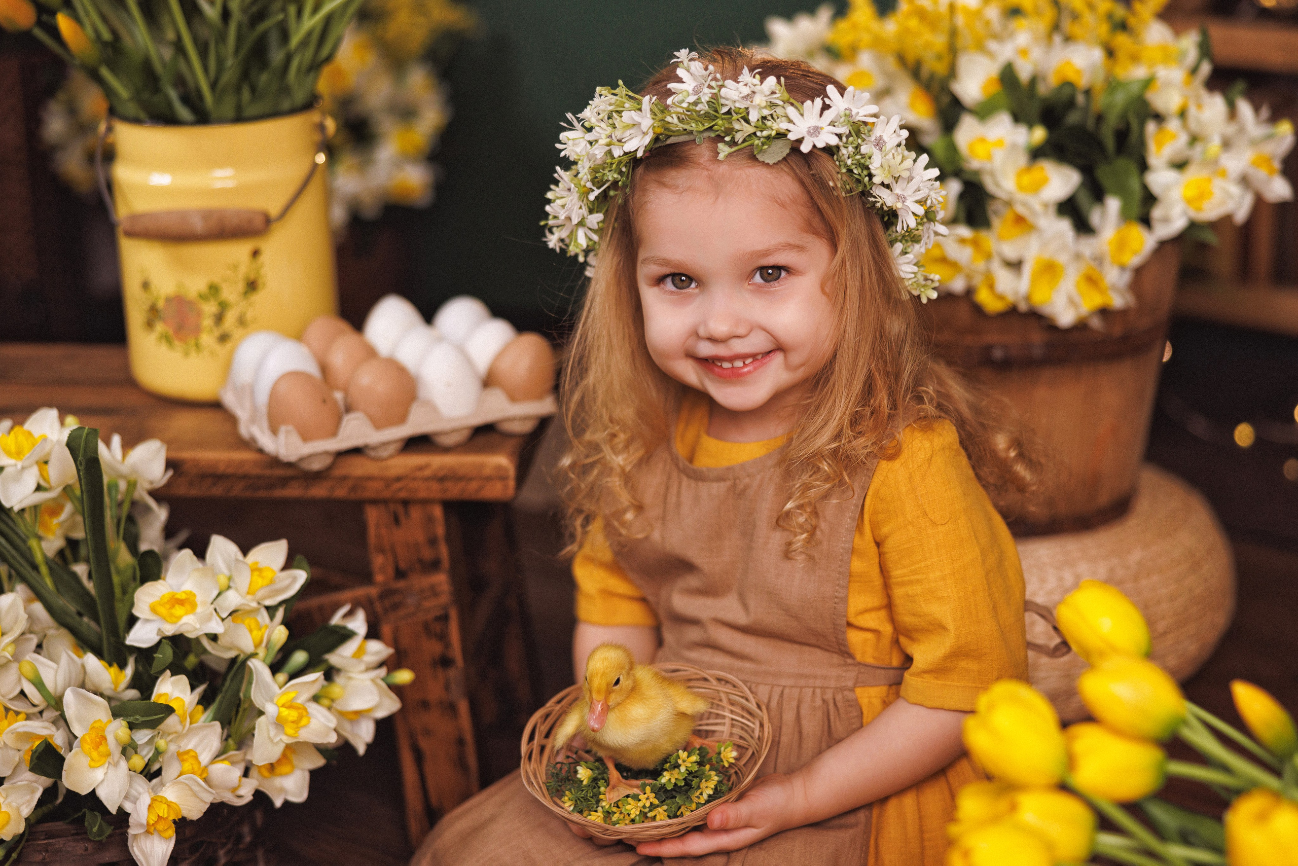 Пасхальная фотосессия с животными (утята, козлик и кролики), в фотостудии «Антураж» город Краснодар. Семейный и детский фотограф в Краснодаре Анна Трашкова