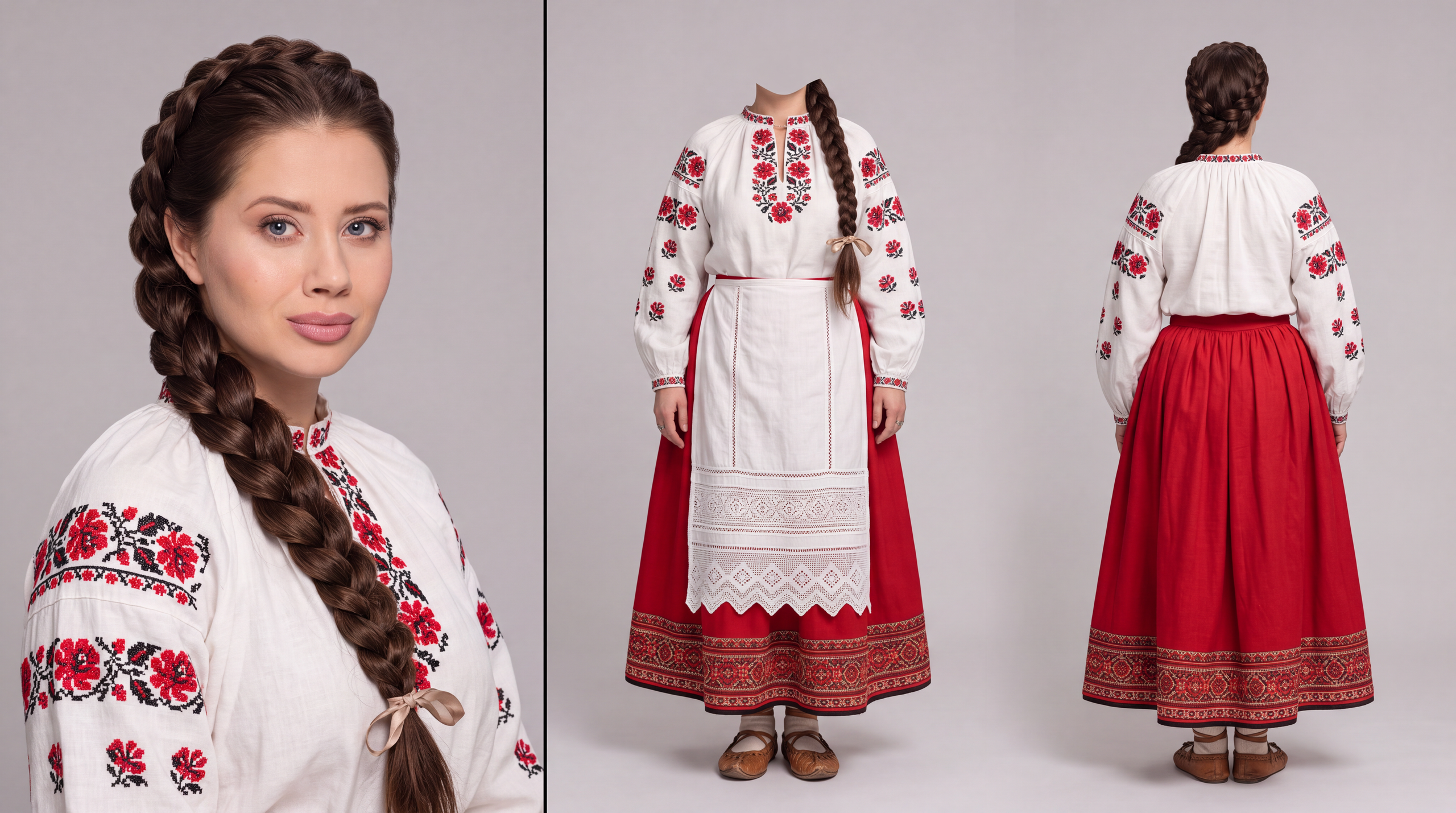 Персонаж невесты в образе казачки, народный украинский костюм XIX века — создание свадебного ИИ ролика с историческими образами реальной пары под заказ
