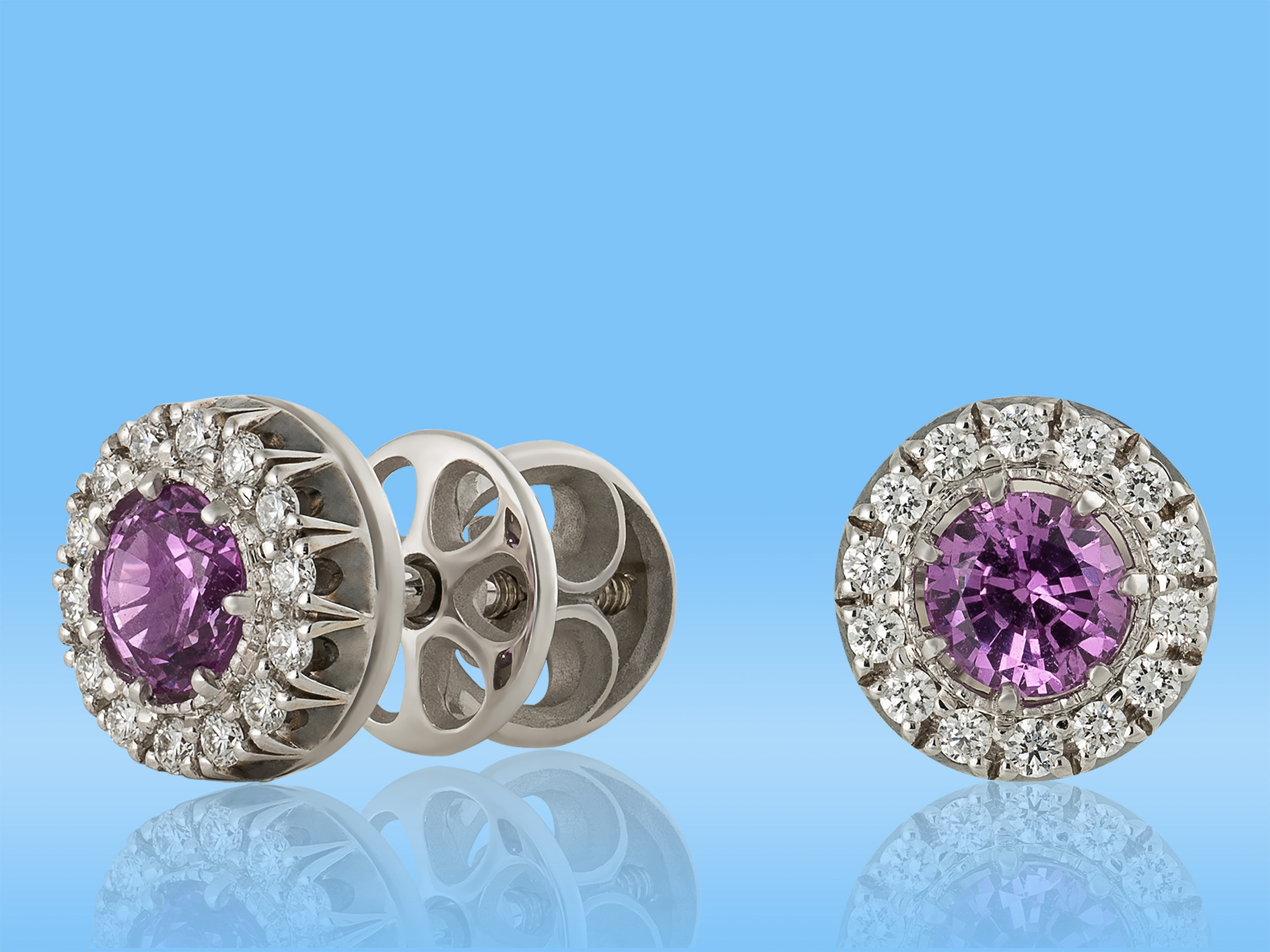 серьги с фиолетовым камнем