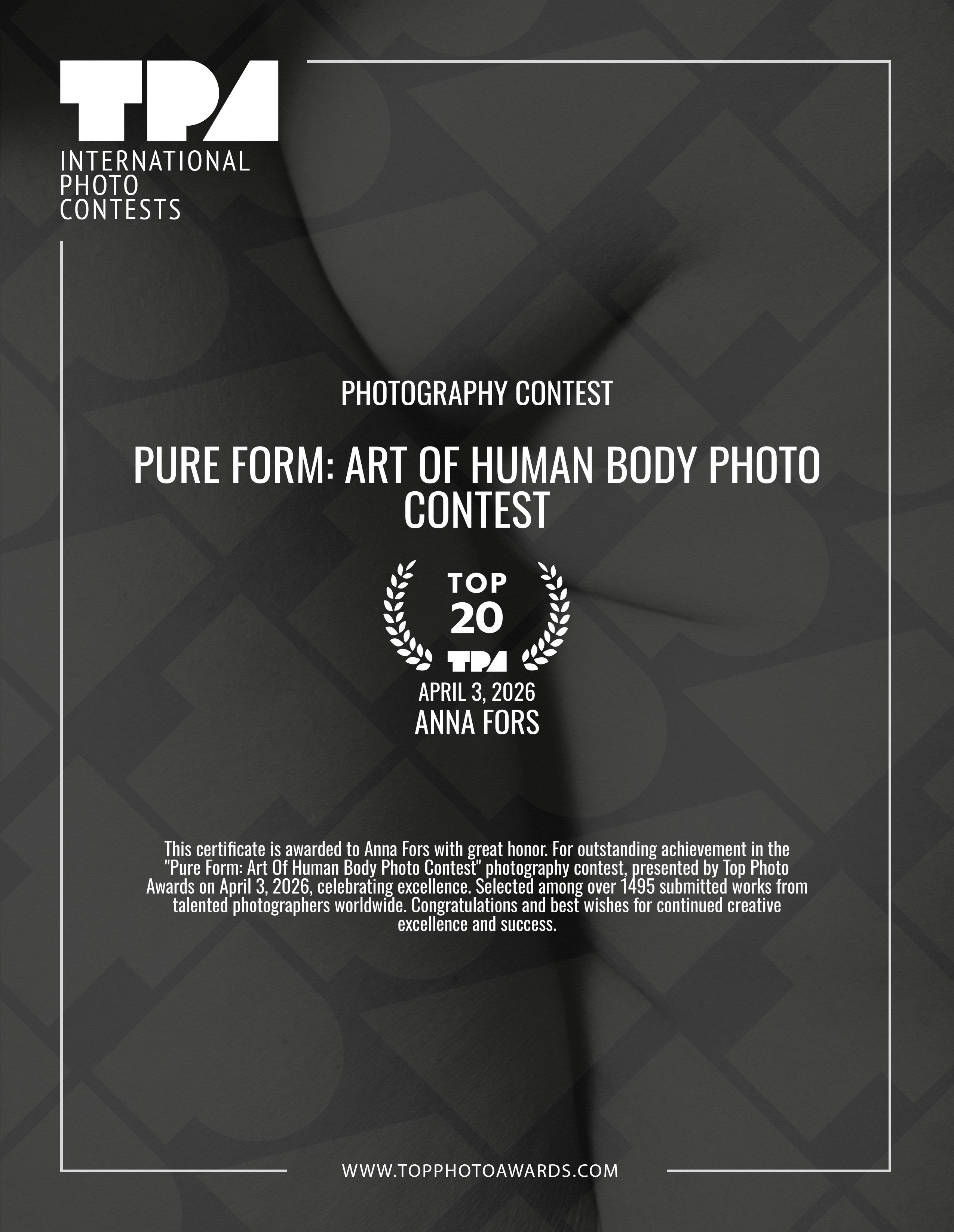 Награды фотохудожника Анны Форс — Победитель BICFP, TopPhotoAwards и финалист Liquida Grant
