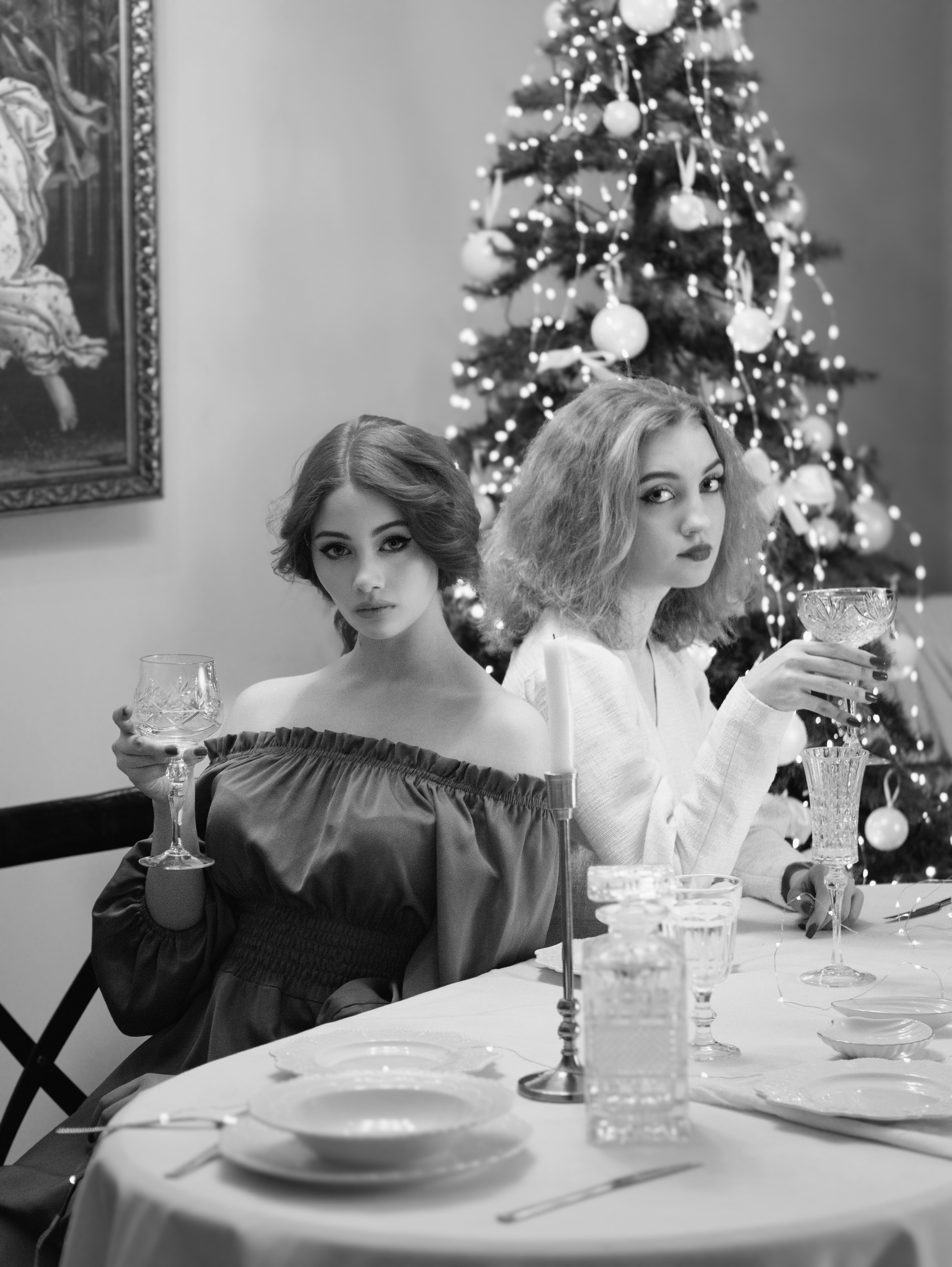 Подруги Новогодняя съемка в студии. Свадебный и семейный фотограф в Москве Мила Широких