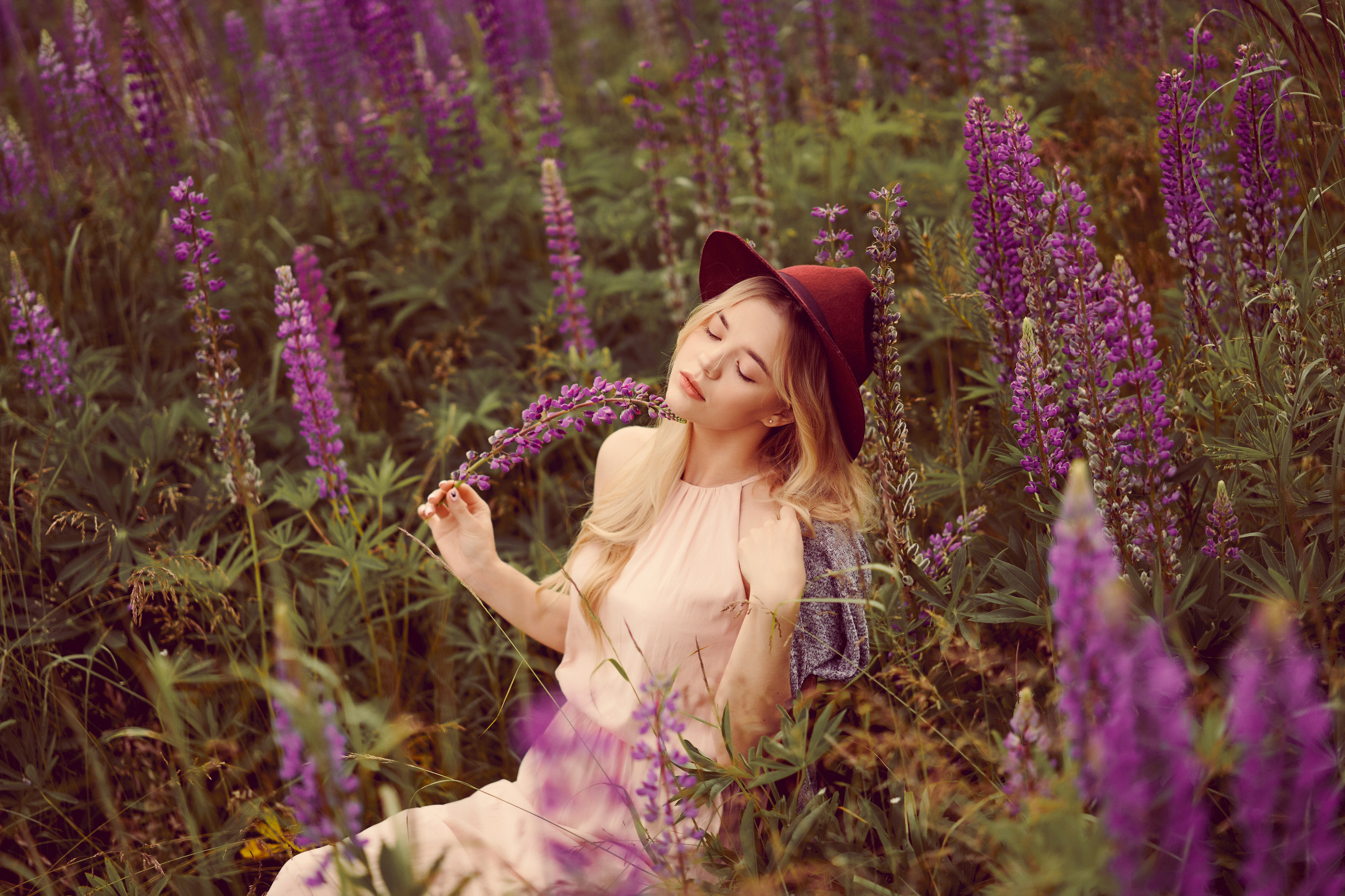 Девушка в поле люпинов. Фото и видеосъемка. Легко и круто. Алехины Анна и Сергей