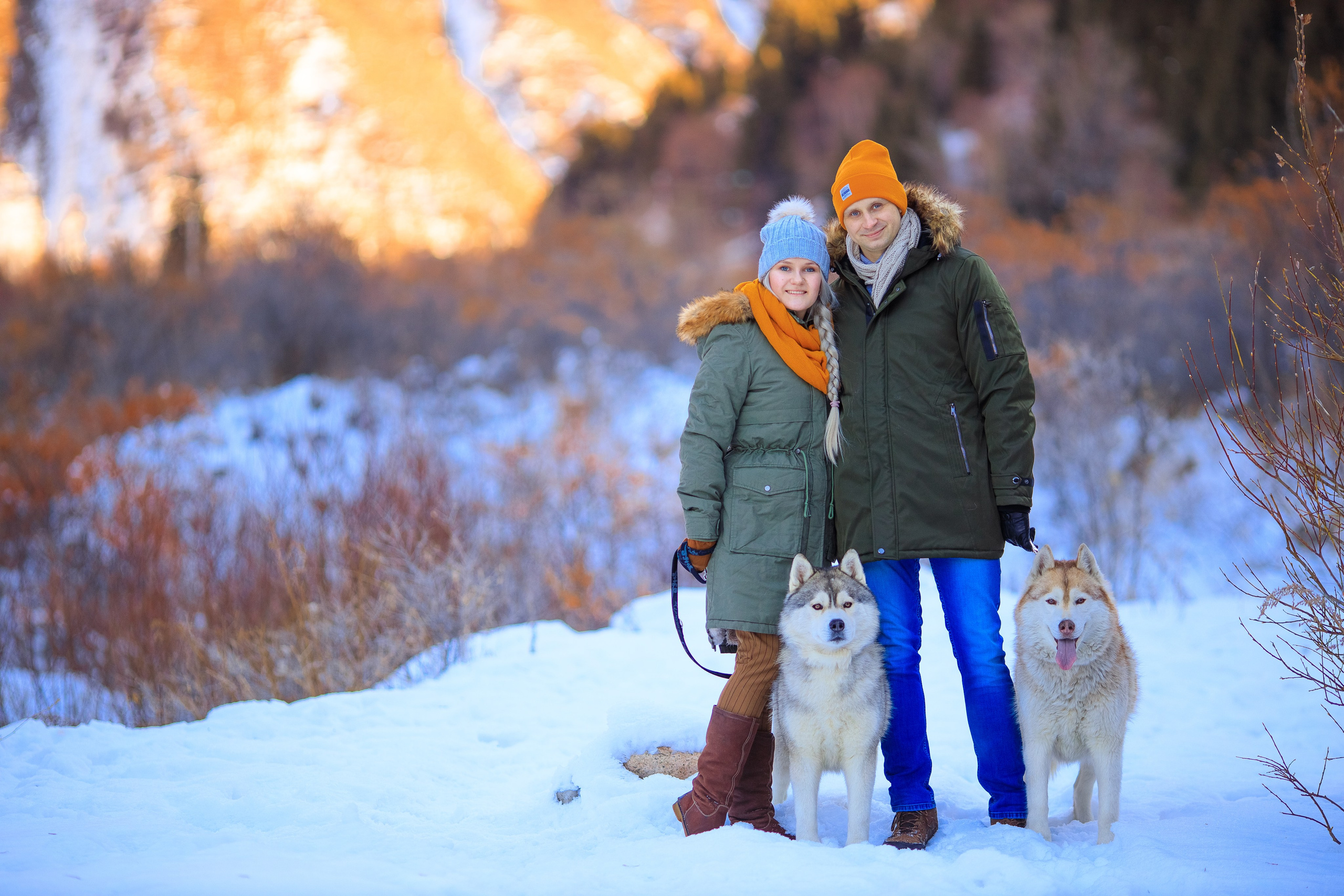 Зимняя фотосессия с Хаски. Свадебный и семейный фотограф в Алматы Алексей Балышев
