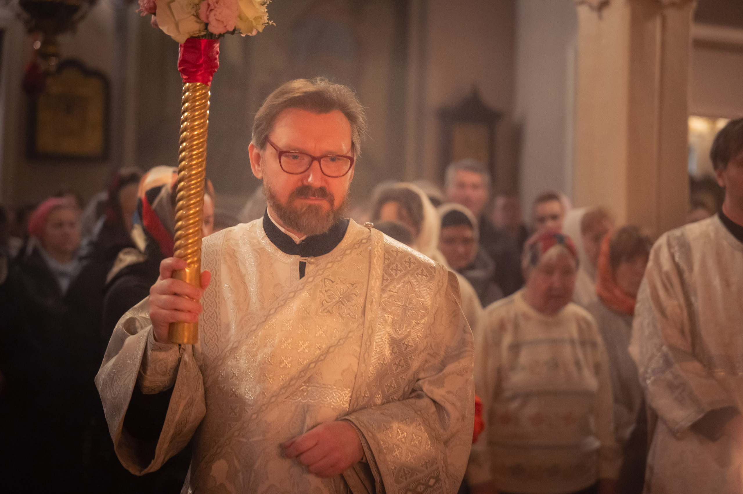 Богородский храм. Пасха. Полунощница, Божественная литургия. Антон и Татьяна Денисенко — В храме