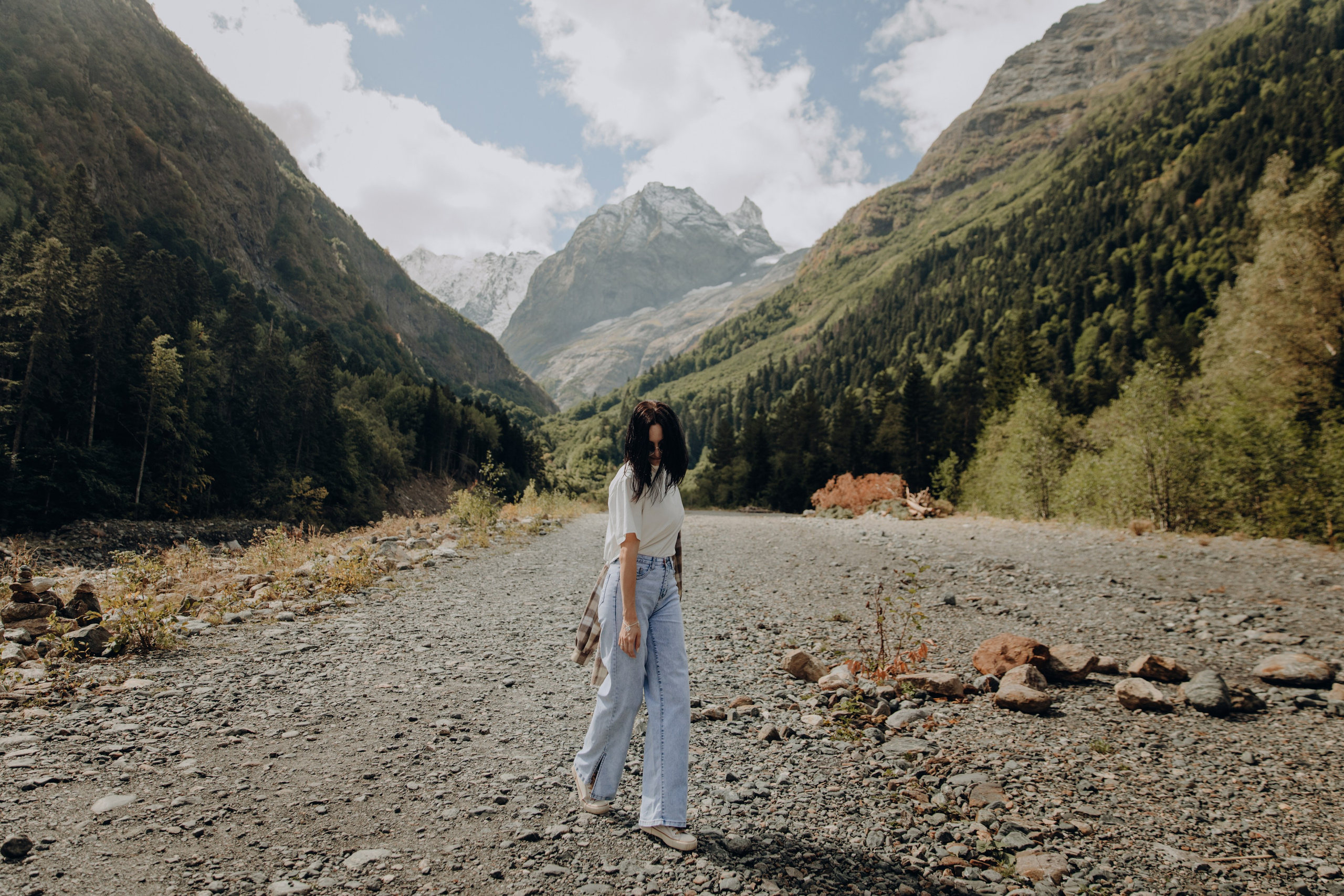 Юля с семьей, Домбай. Портфолио